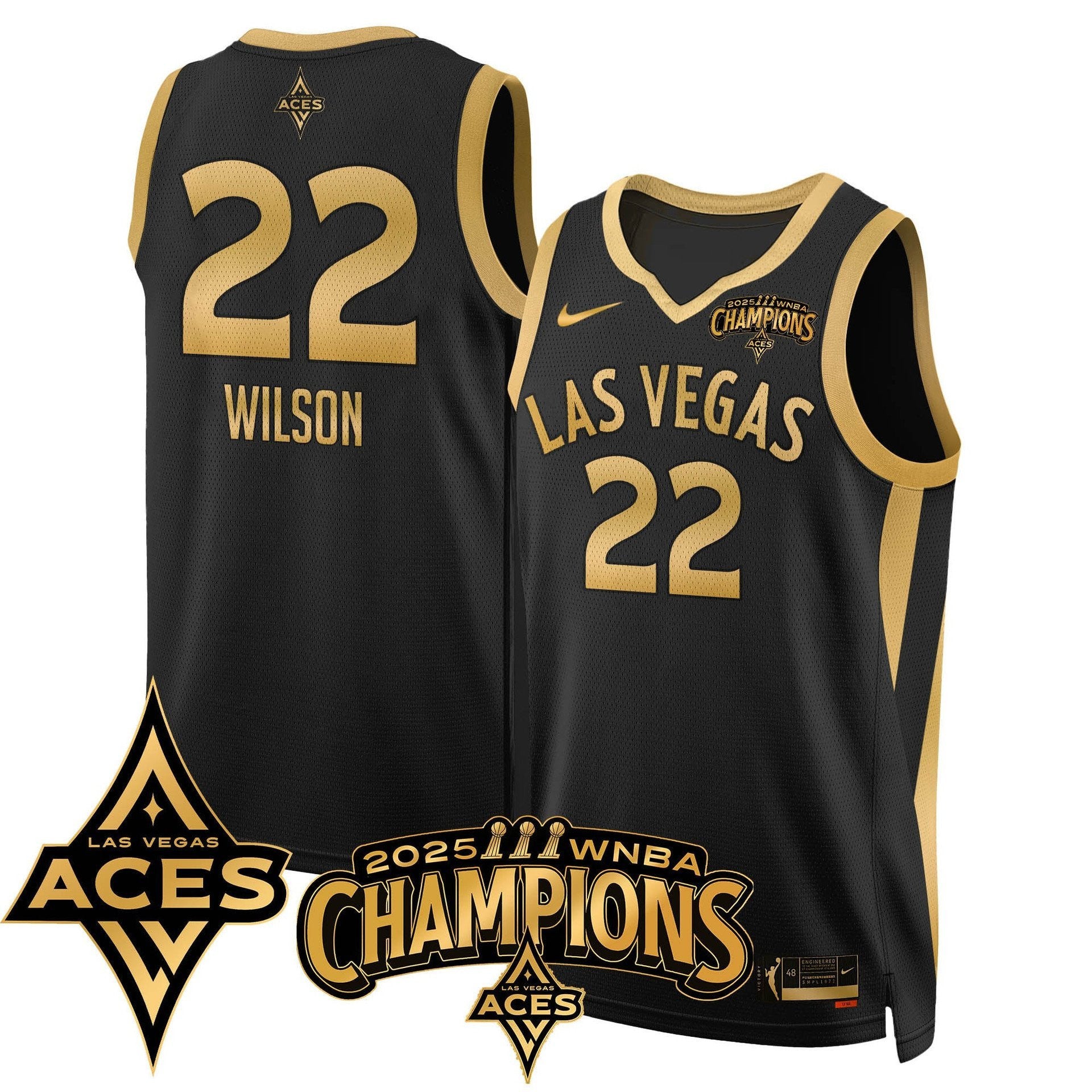 Men's Las Vegas Aces 2025 WNBA Championship Jersey - All Stitched