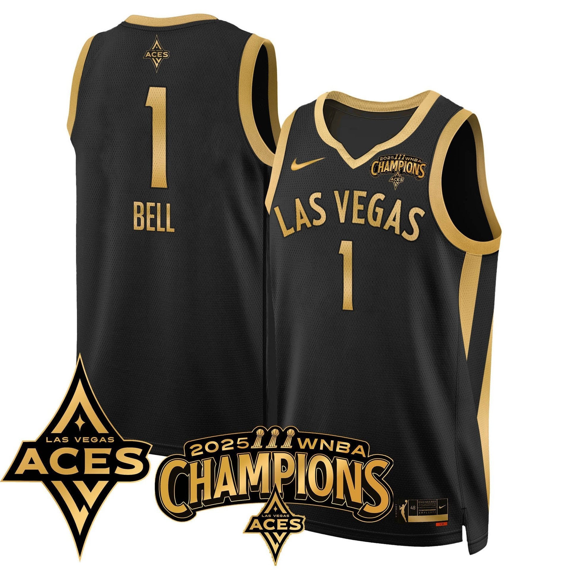 Men's Las Vegas Aces 2025 WNBA Championship Jersey - All Stitched