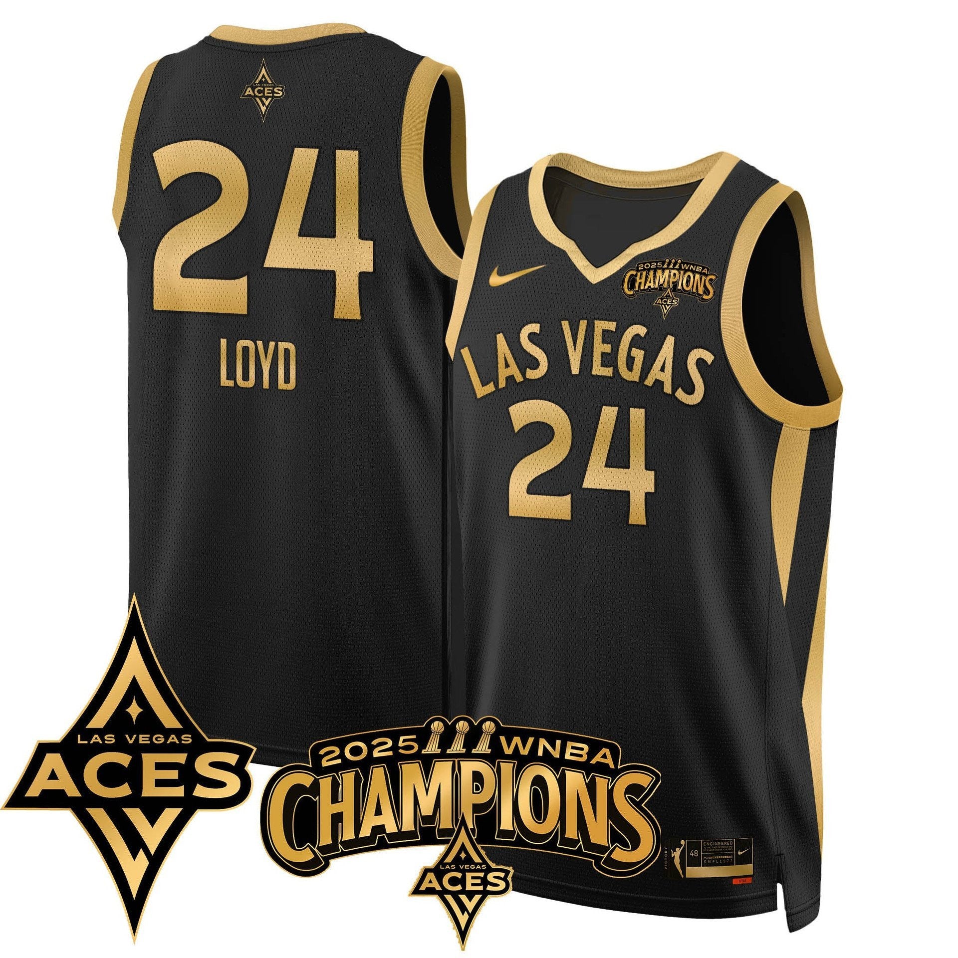 Men's Las Vegas Aces 2025 WNBA Championship Jersey - All Stitched