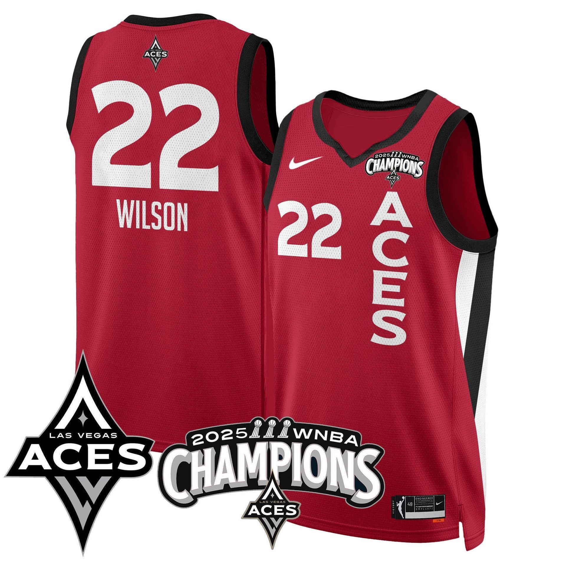 Men's Las Vegas Aces 2025 WNBA Championship Jersey - All Stitched
