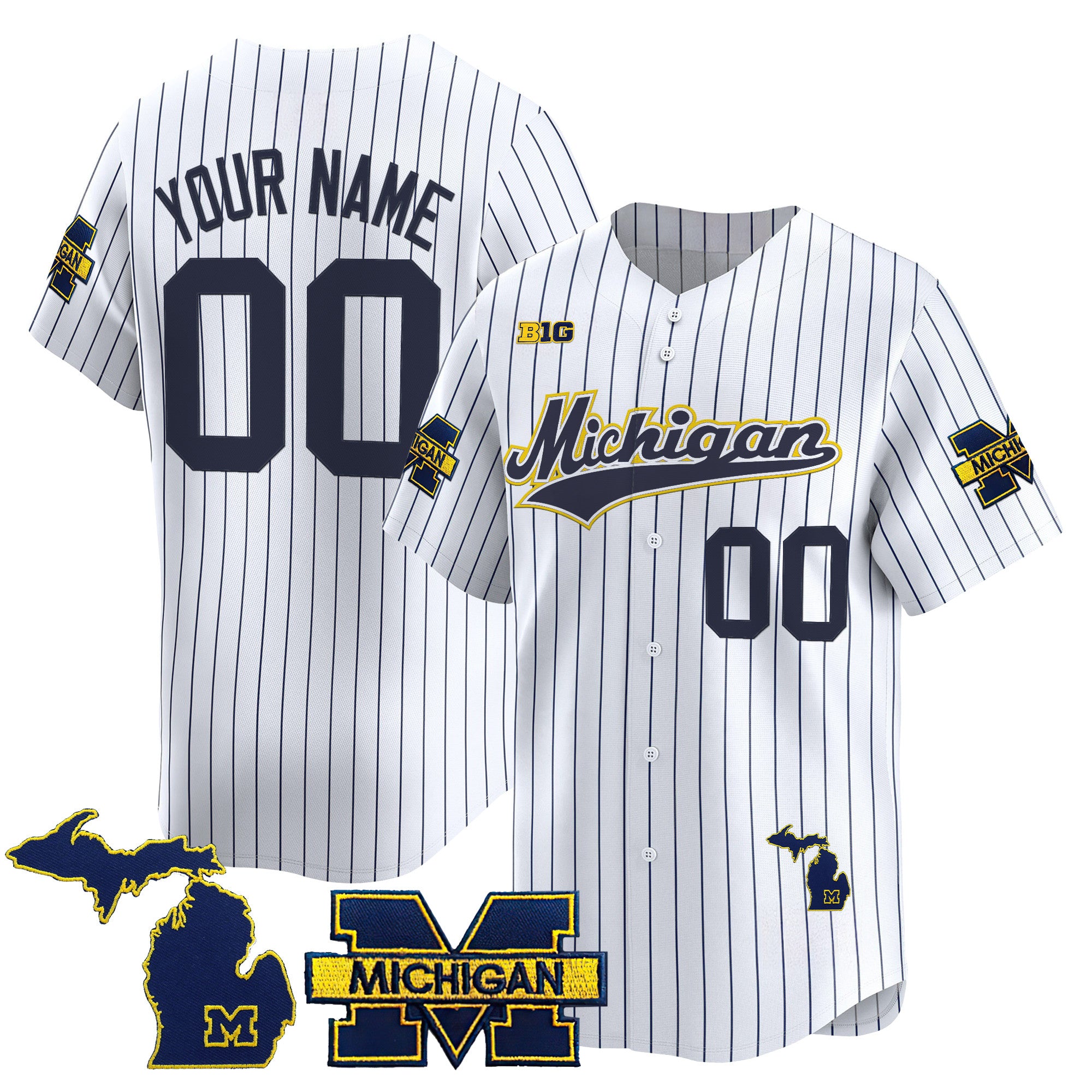 Michigan Wolverines 2025 Vapor Baseball Custom Jersey - All Stitched