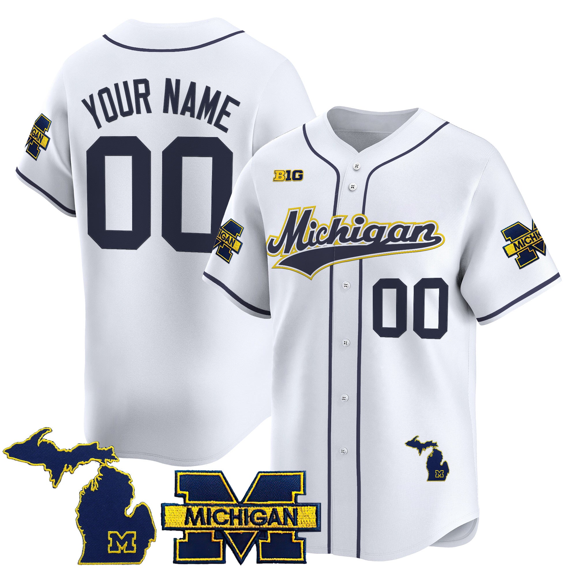 Michigan Wolverines 2025 Vapor Baseball Custom Jersey - All Stitched