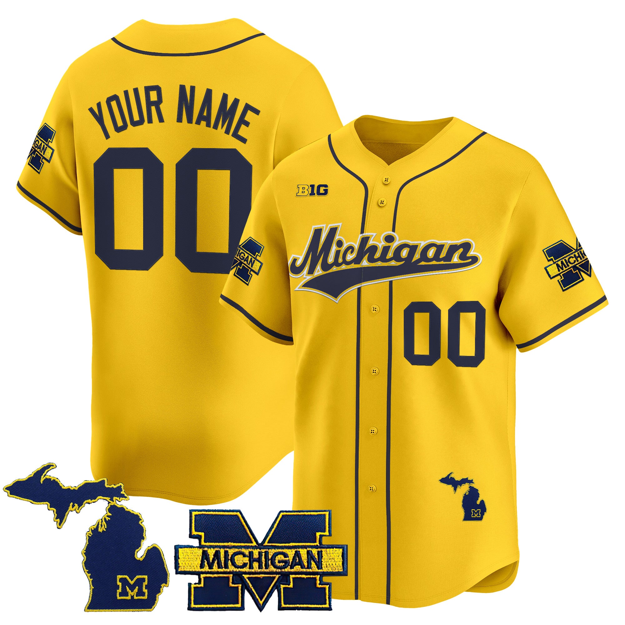 Michigan Wolverines 2025 Vapor Baseball Custom Jersey - All Stitched