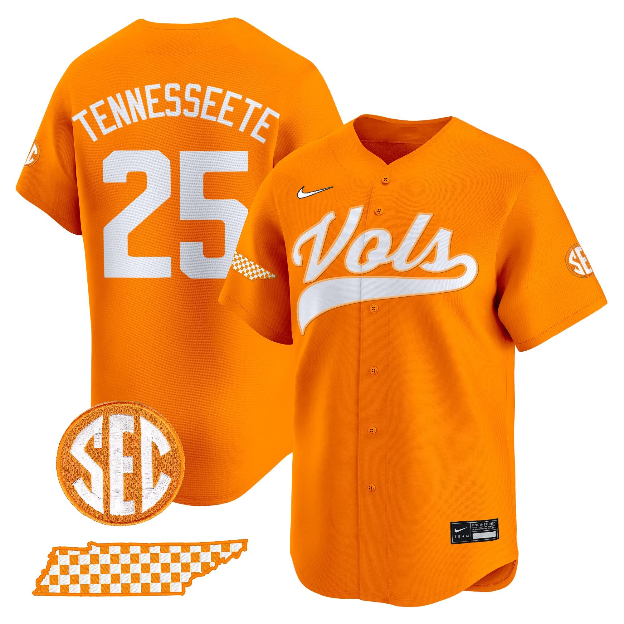 Men's Tennessee Volunteers 2025 Vapor Baseball Jersey - All Stitched