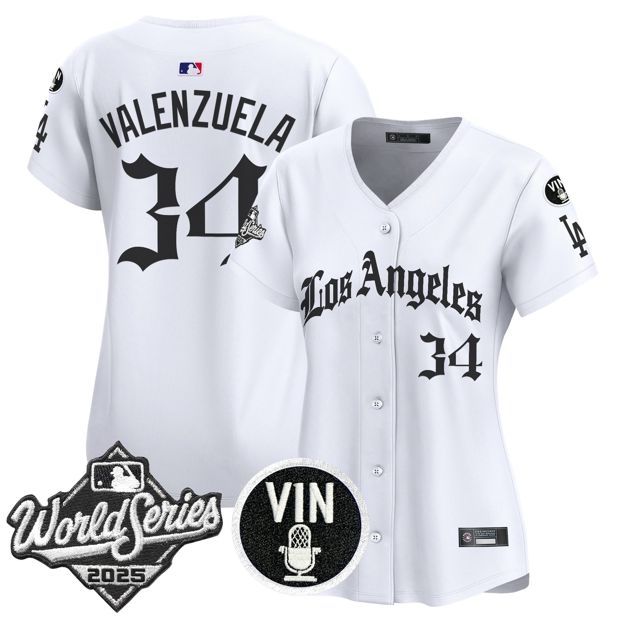Women's Dodgers 2025 World Series Vapor Premier Limited Jersey - LA Gothic Edition - All Stitched