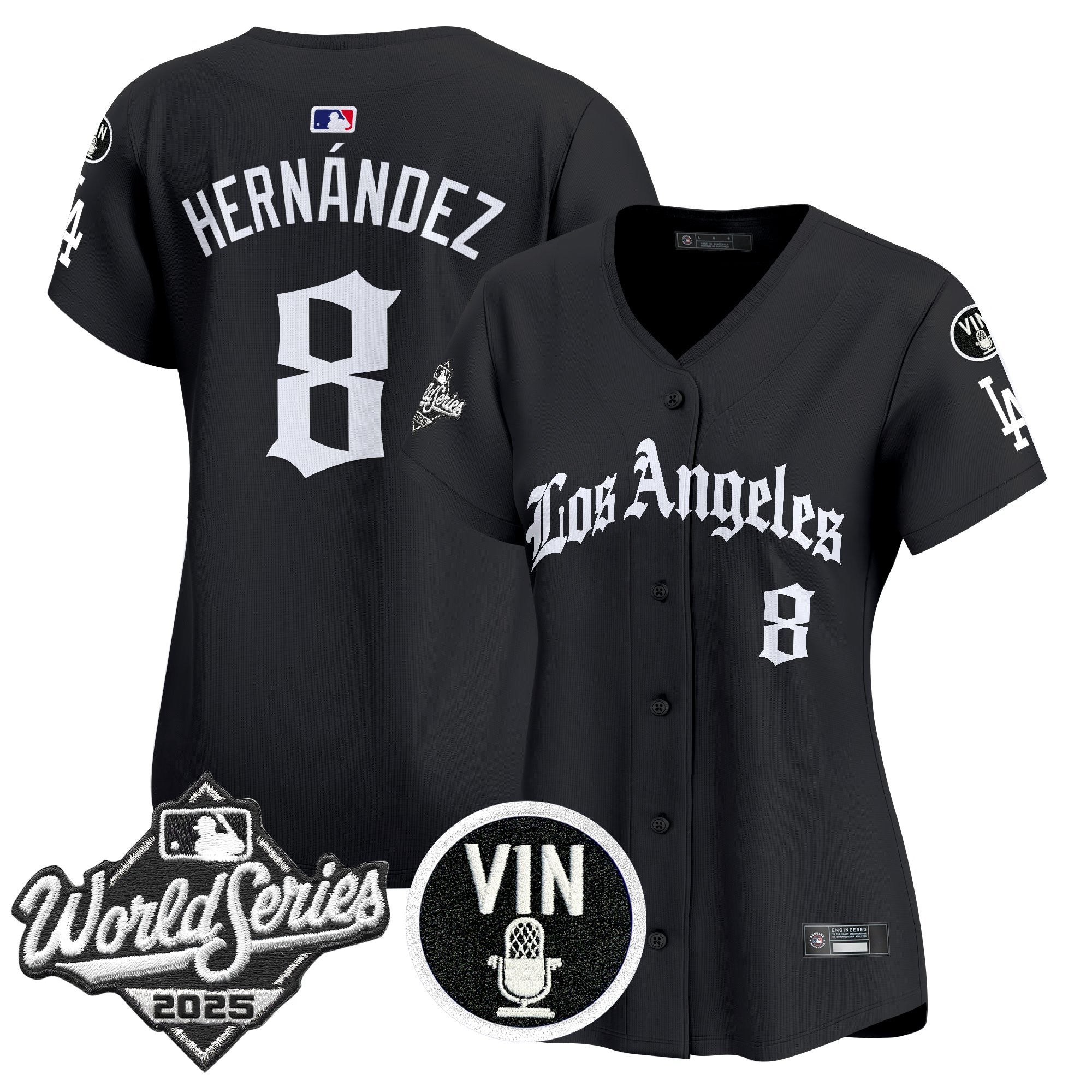Women's Dodgers 2025 World Series Vapor Premier Limited Jersey - LA Gothic Edition - All Stitched