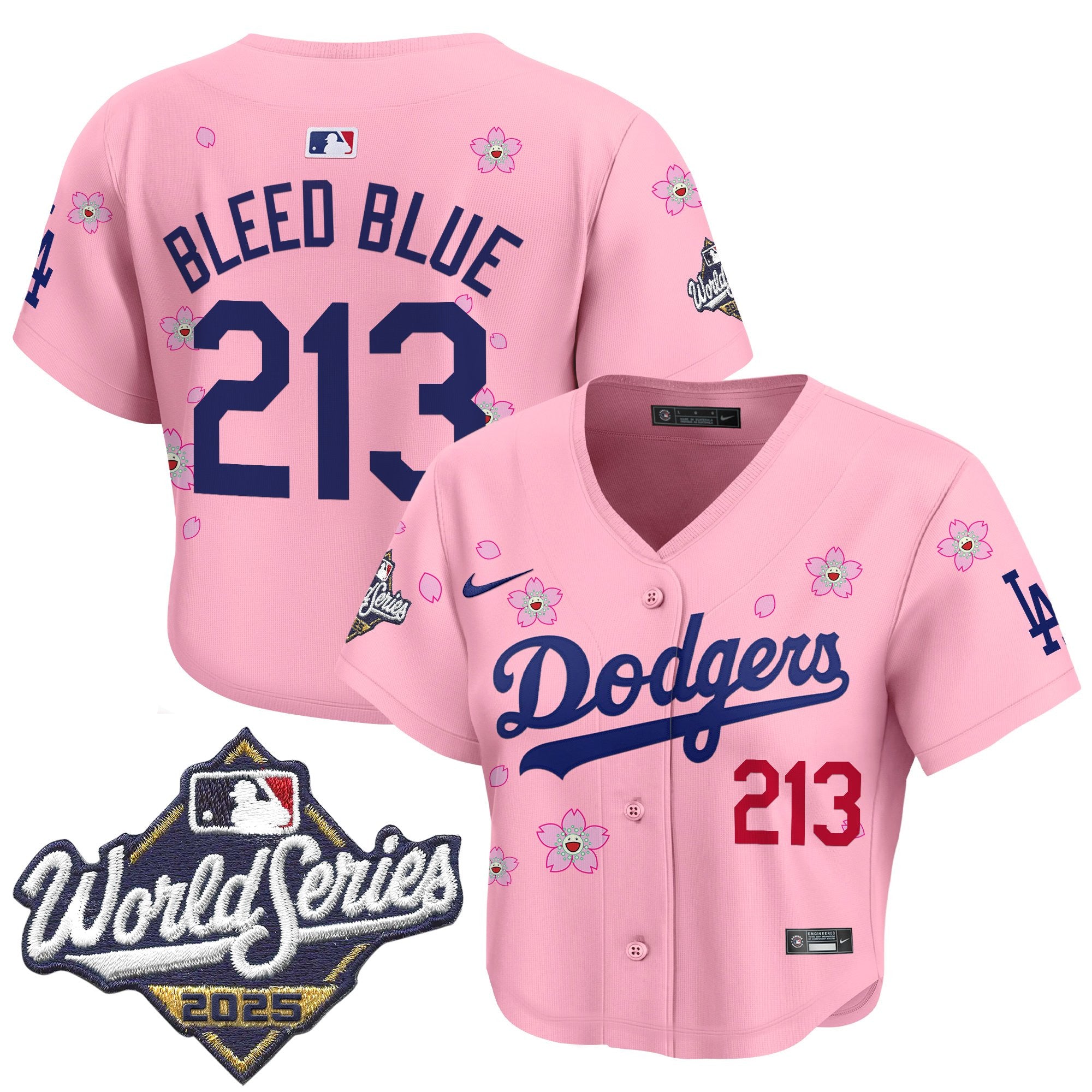Women's Dodgers 2025 World Series x Tokyo Series Crop Top Baseball Jersey - All Stitched