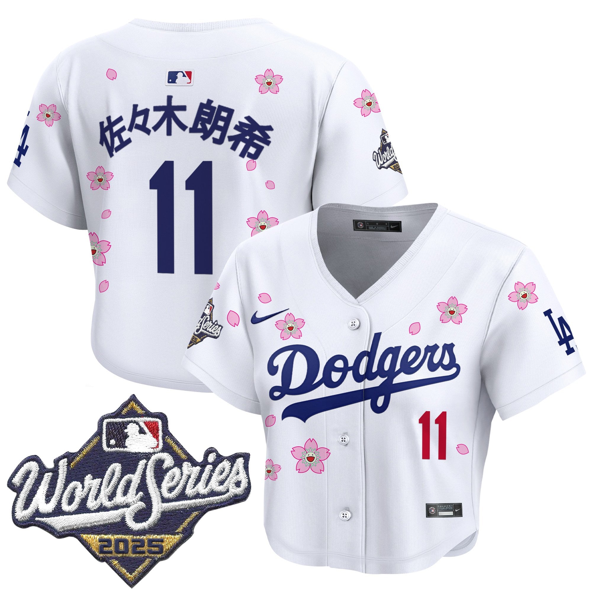 Women's Dodgers 2025 World Series x Tokyo Series Crop Top Baseball Jersey - All Stitched
