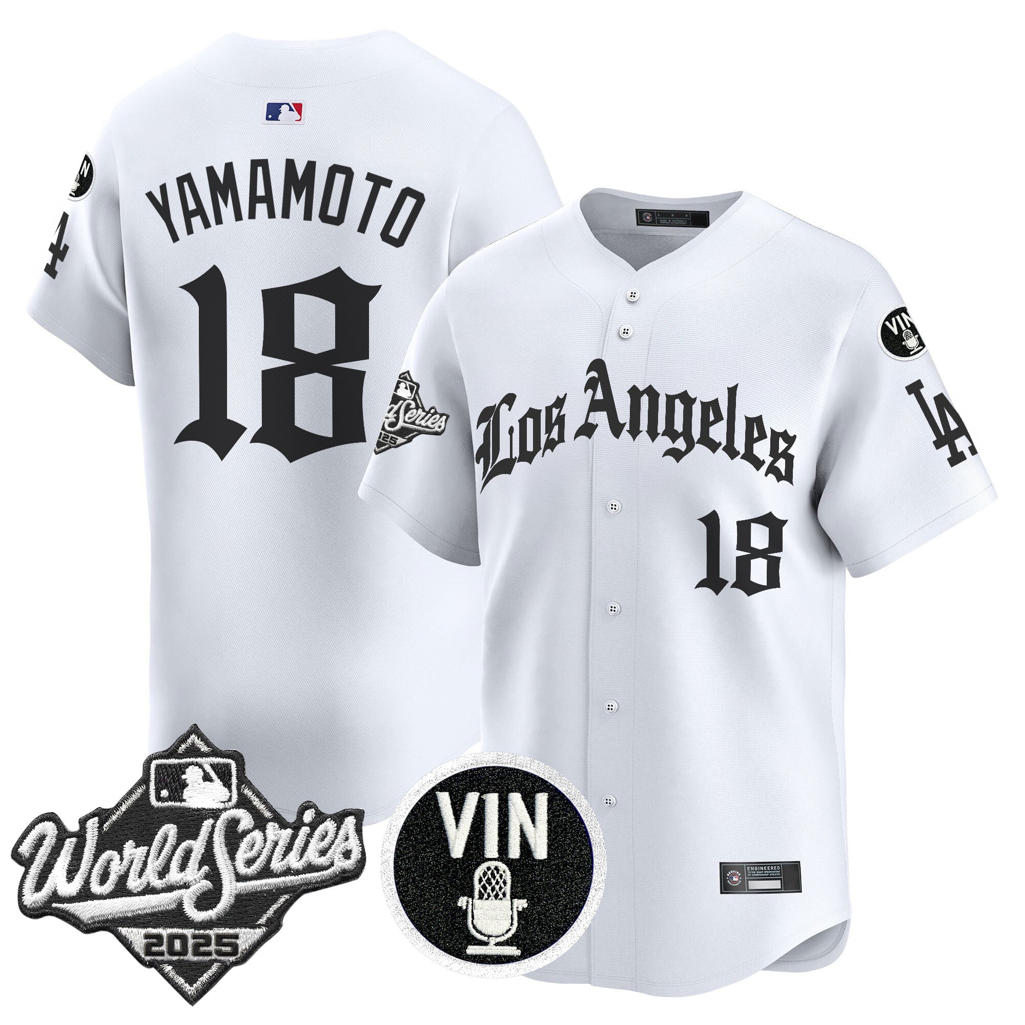 Men's Dodgers 2025 World Series Vapor Premier Limited Jersey - LA Gothic Edition - All Stitched