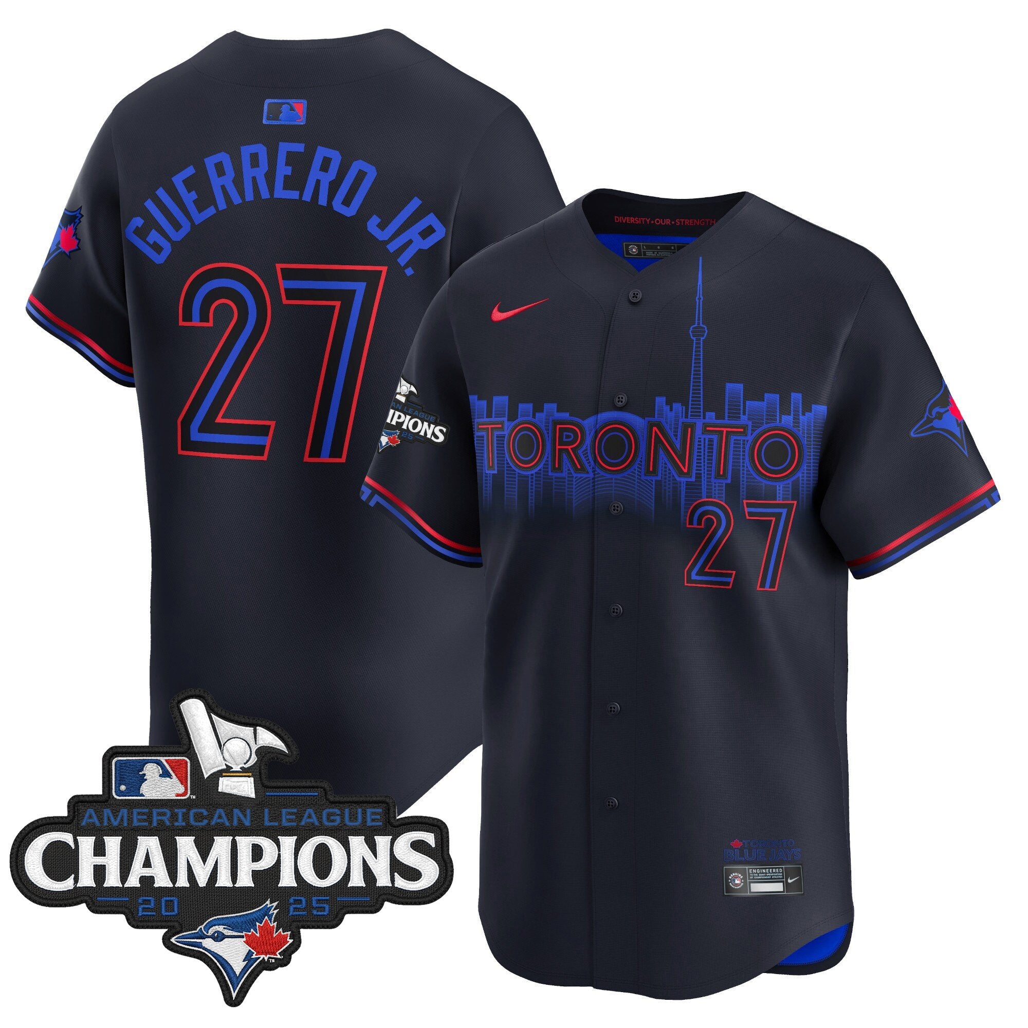 Men's Toronto Blue Jays 2025 American League Champions Vapor Premier Limited Jersey - All Stitched