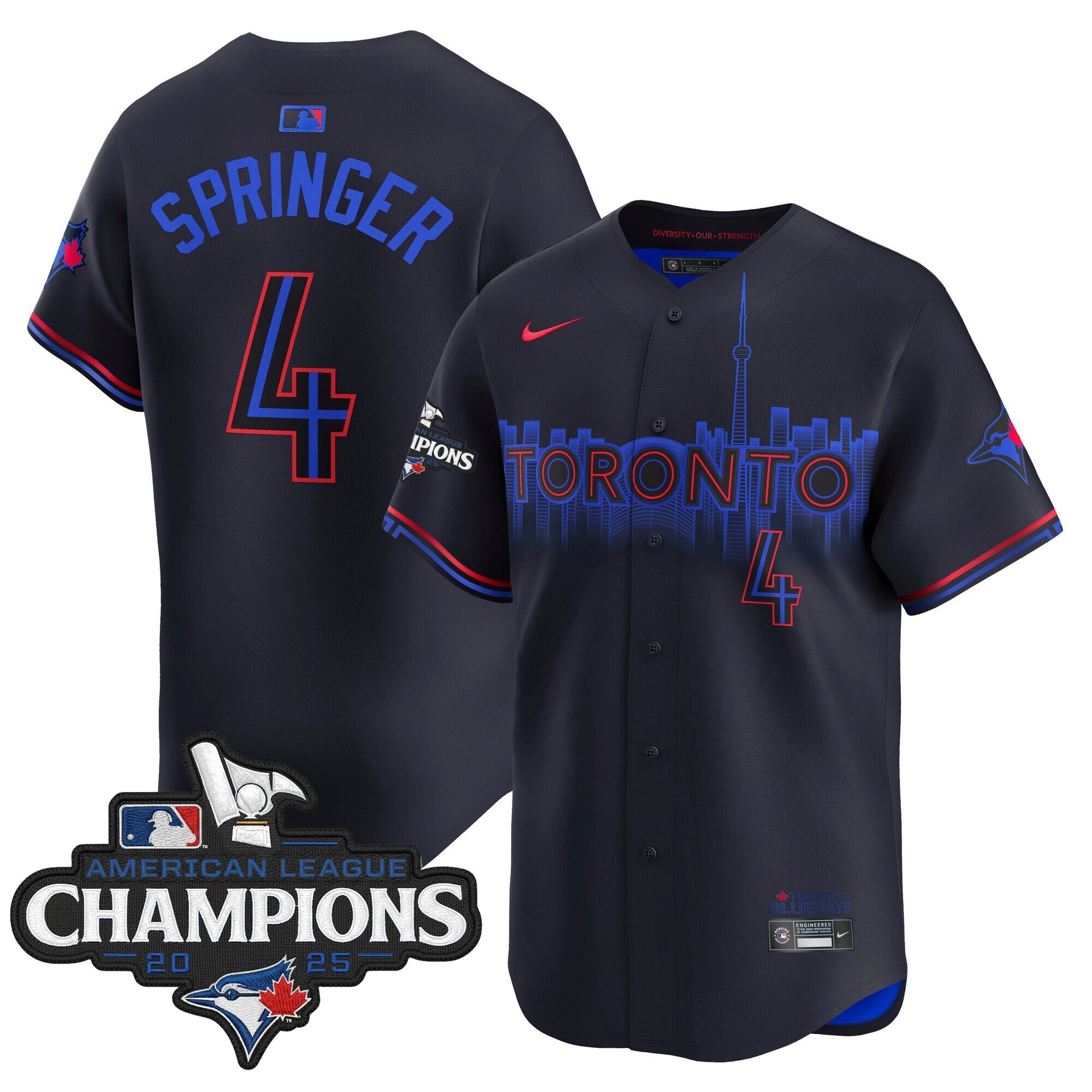 Men's Toronto Blue Jays 2025 American League Champions Vapor Premier Limited Jersey - All Stitched
