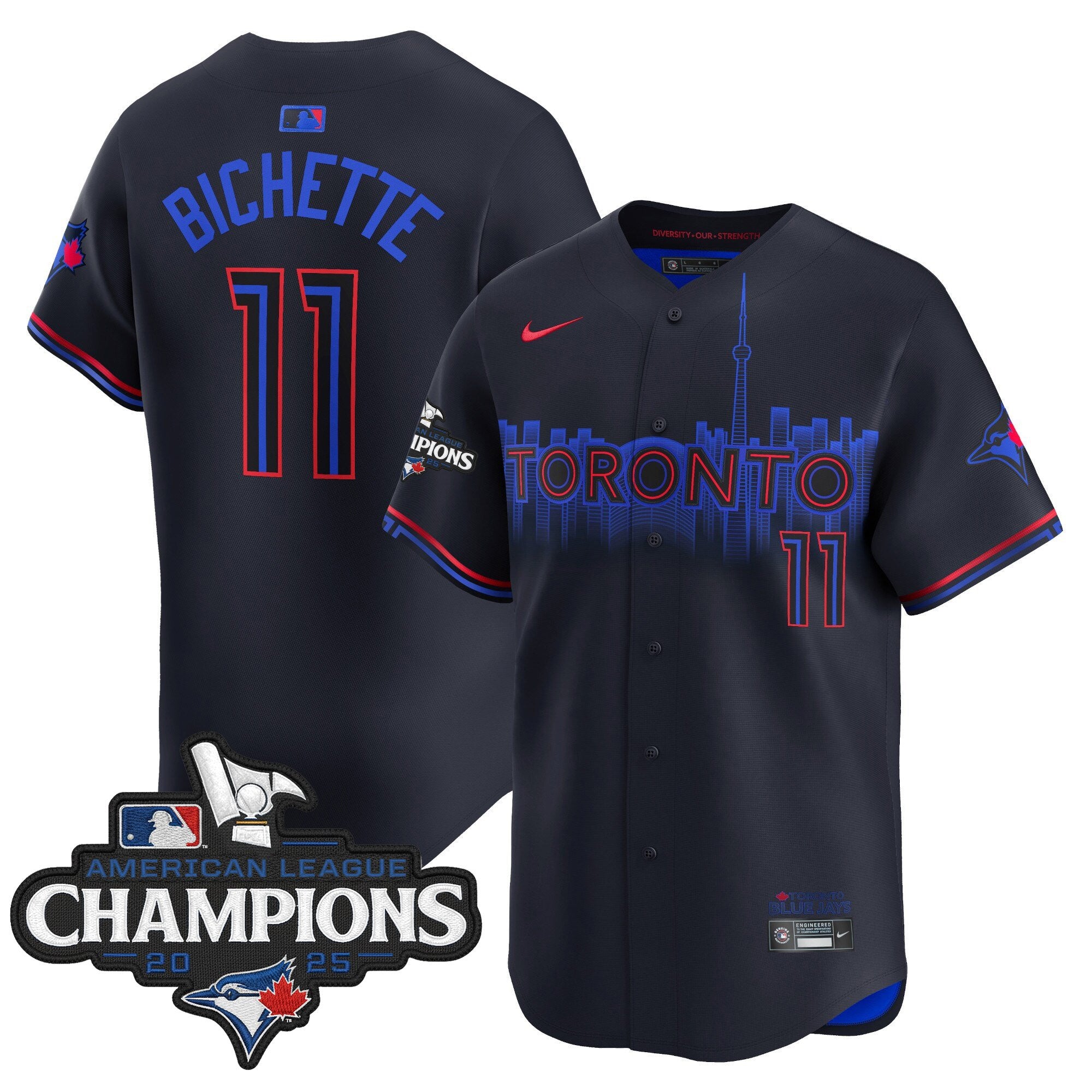 Men's Toronto Blue Jays 2025 American League Champions Vapor Premier Limited Jersey - All Stitched