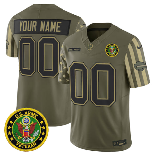 Buffalo Bills x U.S. Military Veteran Vapor Limited Custom Jersey - All Stitched