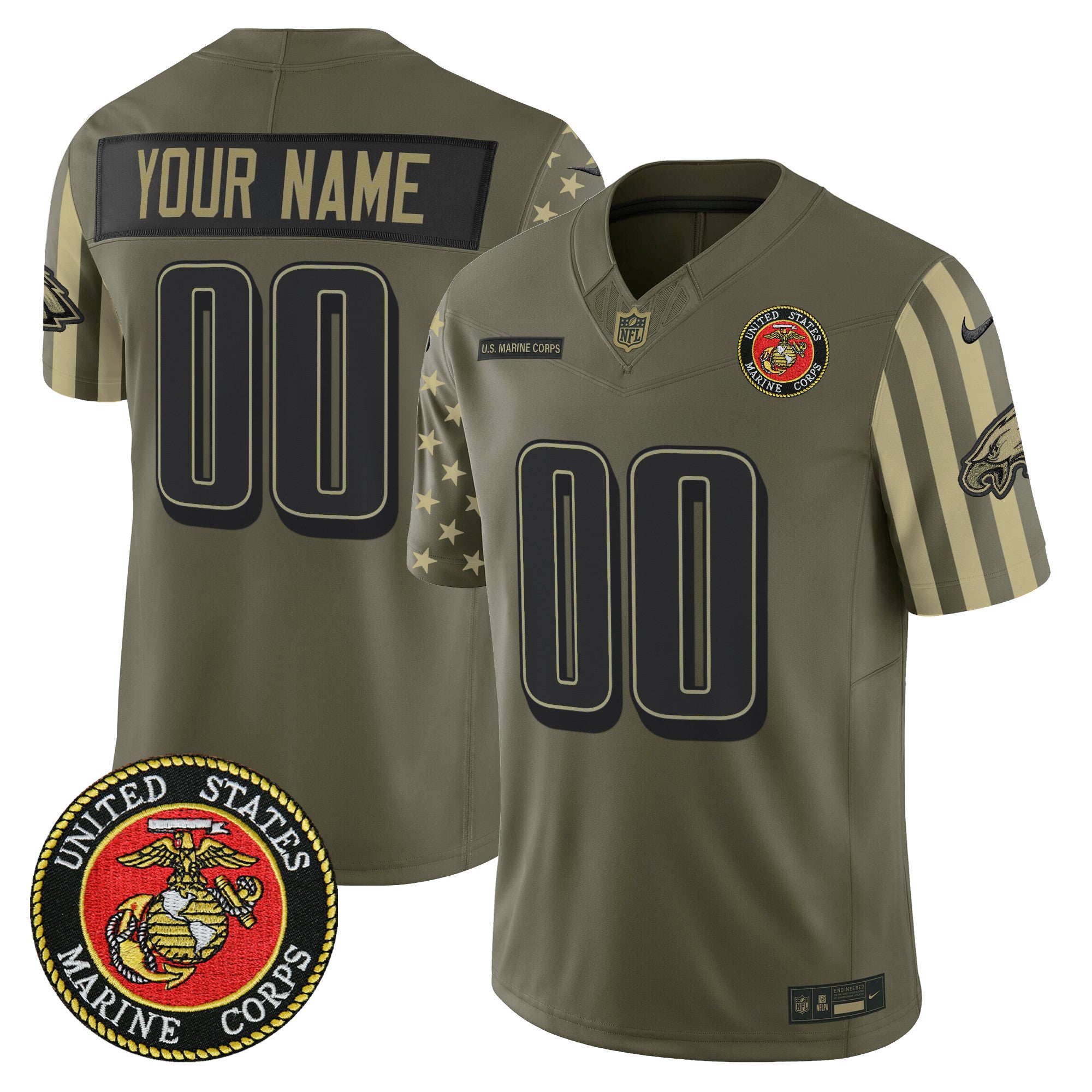 Philadelphia Eagles x U.S. Military Veteran Vapor Limited Custom Jersey - All Stitched