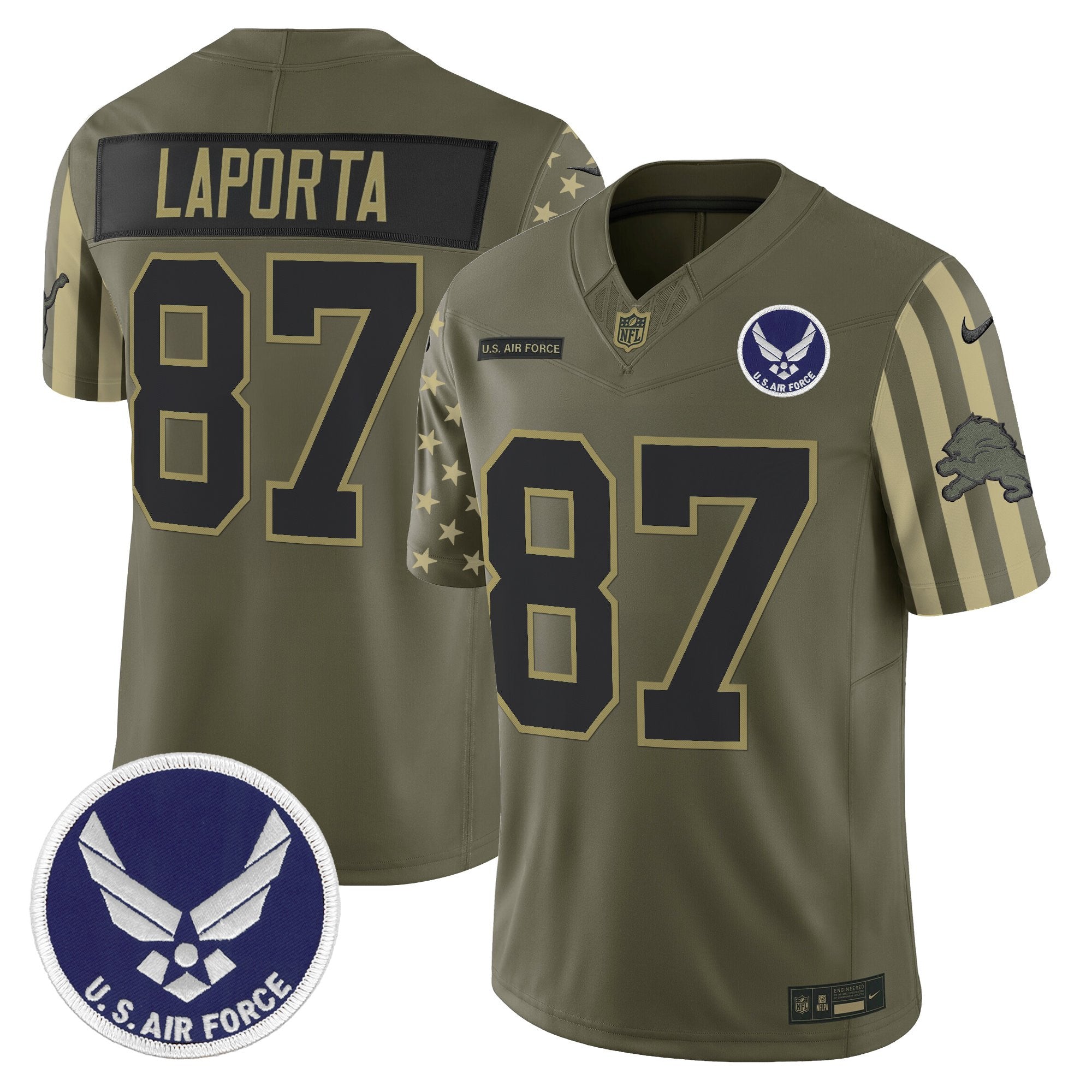 Men's Detroit Lions x U.S. Military Veteran Vapor Limited Jersey - All Stitched