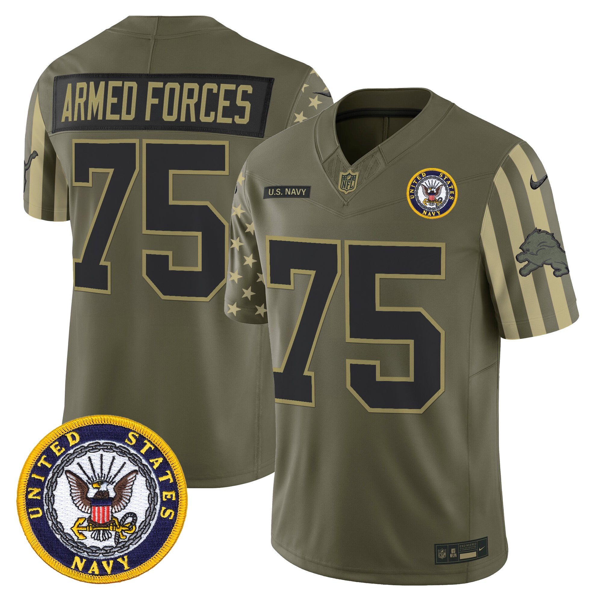 Men's Detroit Lions x U.S. Military Veteran Vapor Limited Jersey - All Stitched