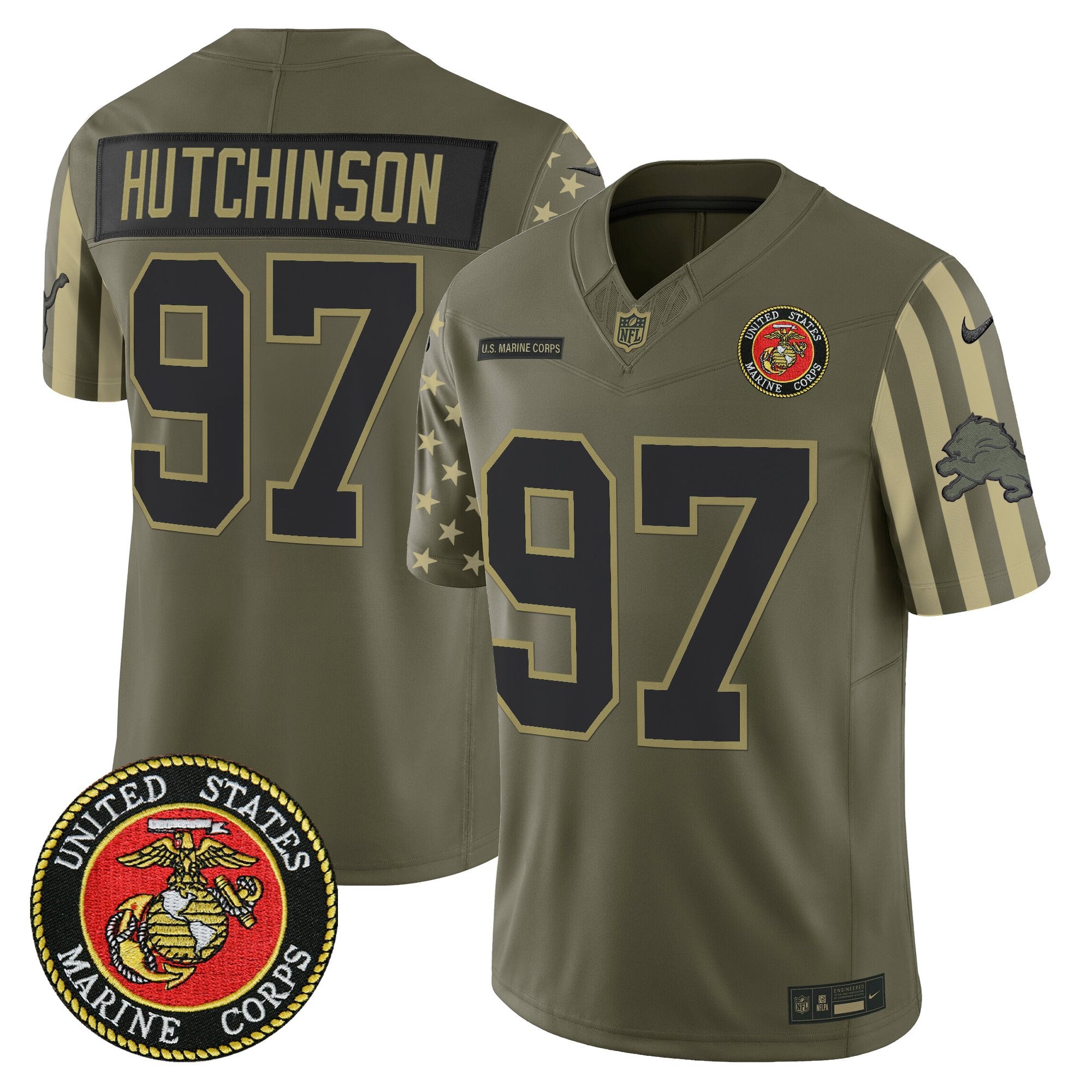 Men's Detroit Lions x U.S. Military Veteran Vapor Limited Jersey - All Stitched