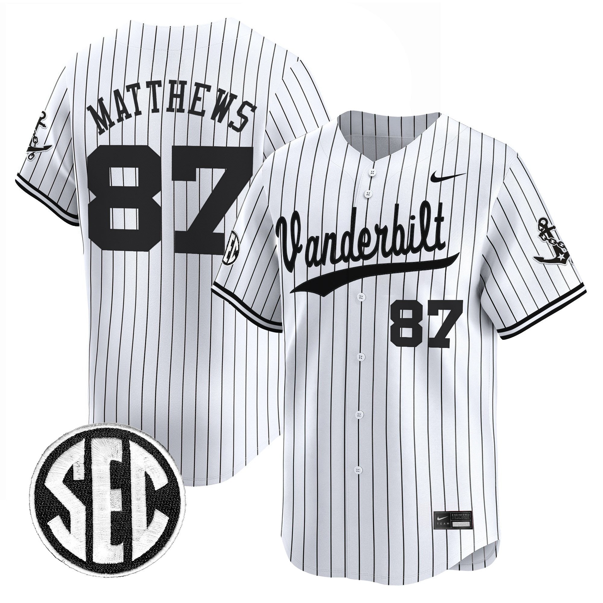 Men's Vanderbilt Commodores 2025 Vapor Baseball Jersey - All Stitched