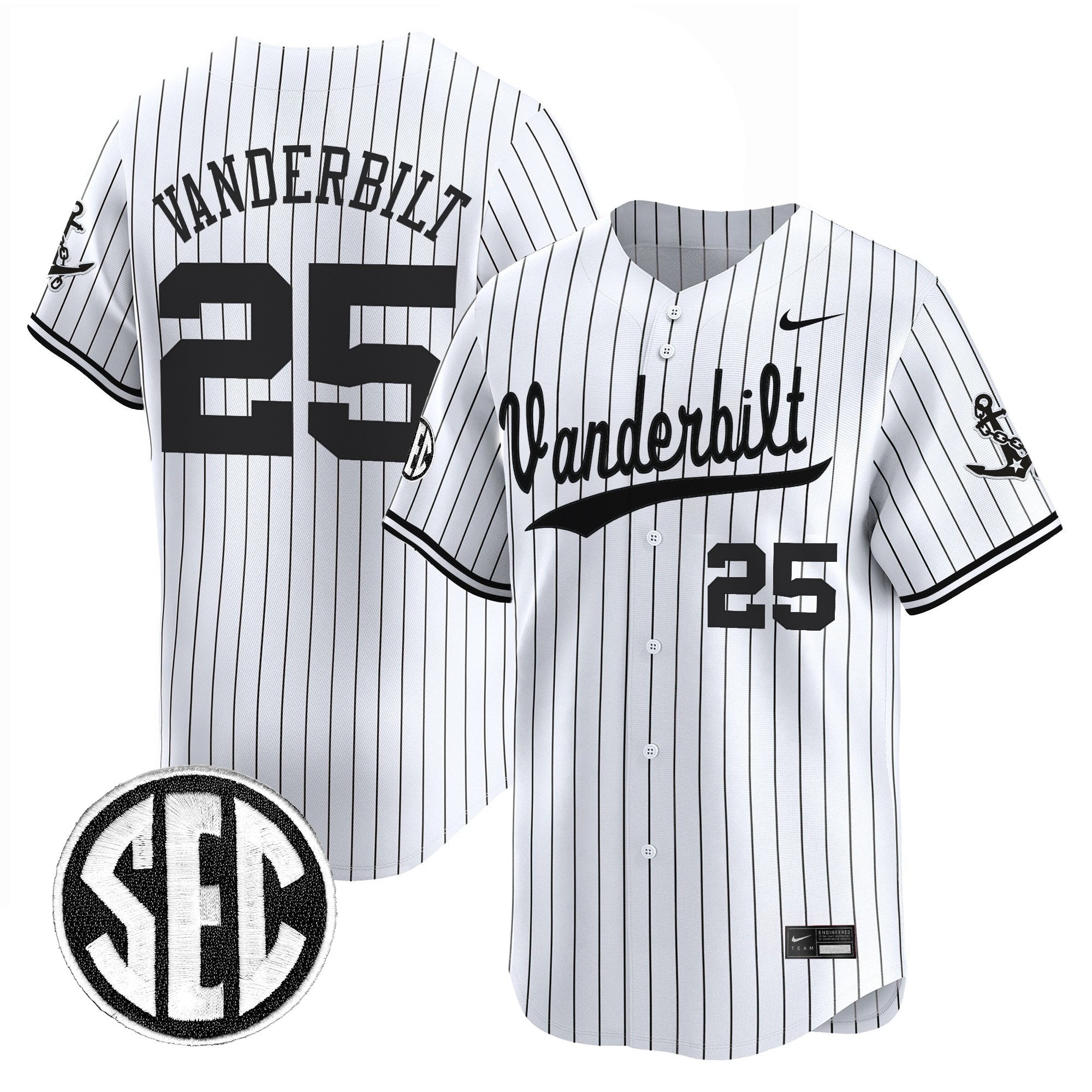 Men's Vanderbilt Commodores 2025 Vapor Baseball Jersey - All Stitched