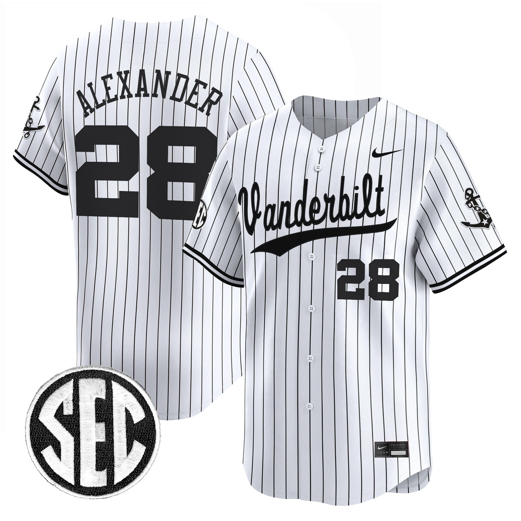 Men's Vanderbilt Commodores 2025 Vapor Baseball Jersey - All Stitched