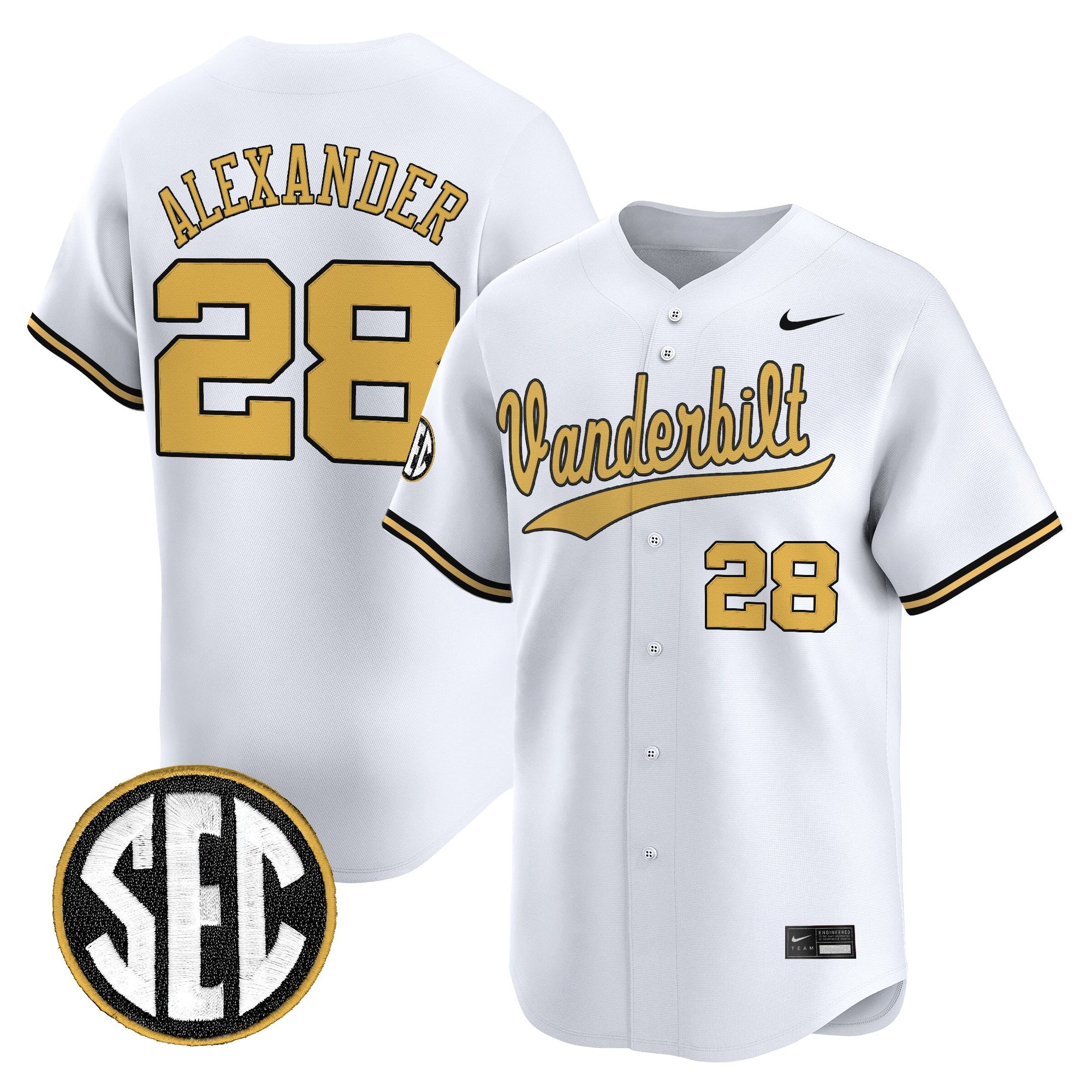 Men's Vanderbilt Commodores 2025 Vapor Baseball Jersey - All Stitched