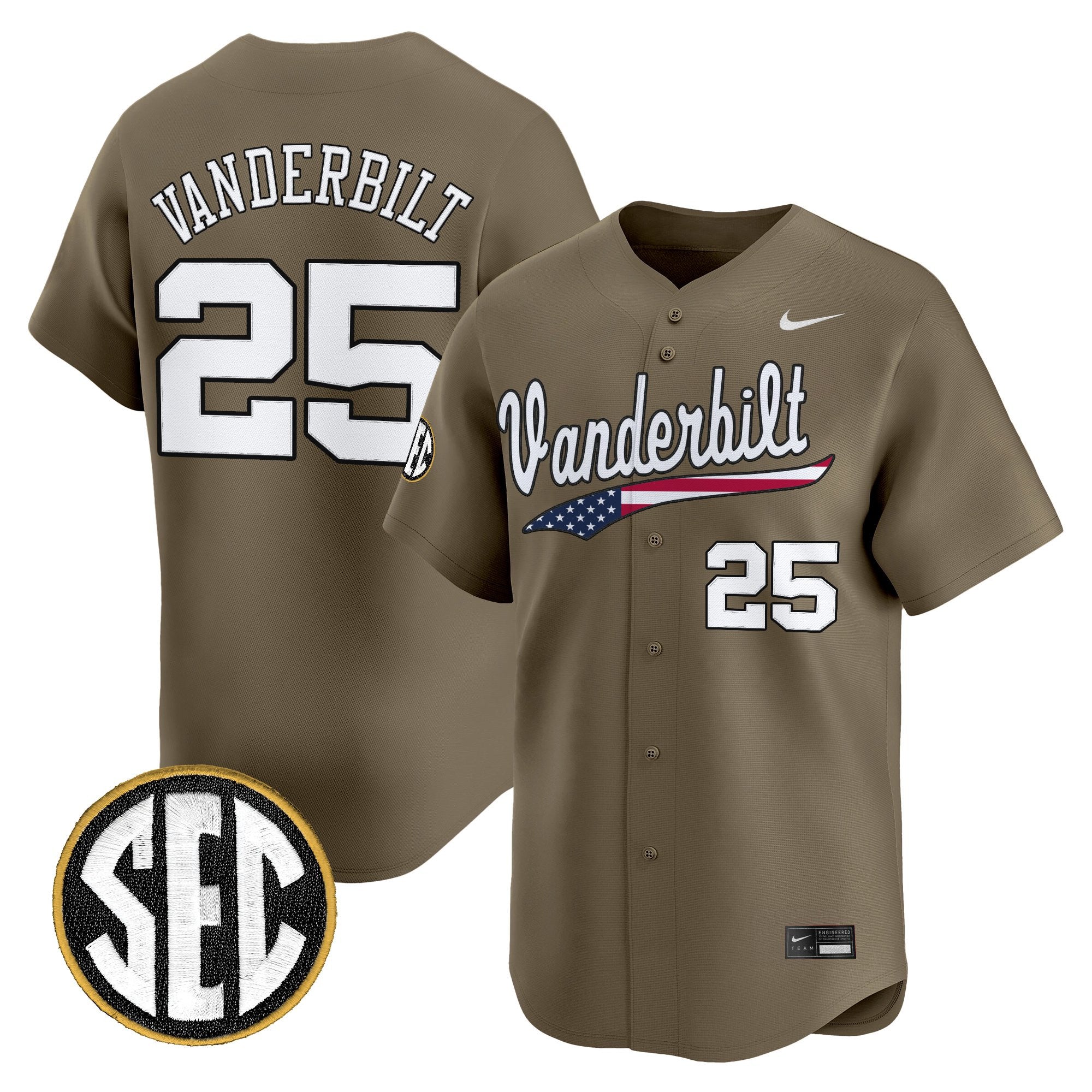 Men's Vanderbilt Commodores 2025 Vapor Baseball Jersey - All Stitched