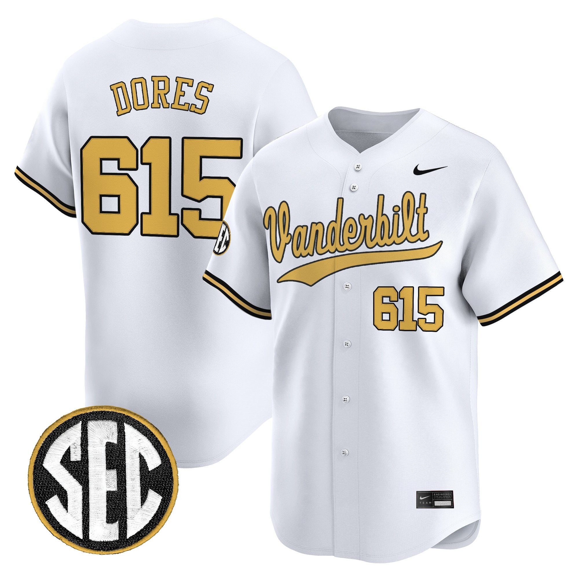 Men's Vanderbilt Commodores 2025 Vapor Baseball Jersey - All Stitched