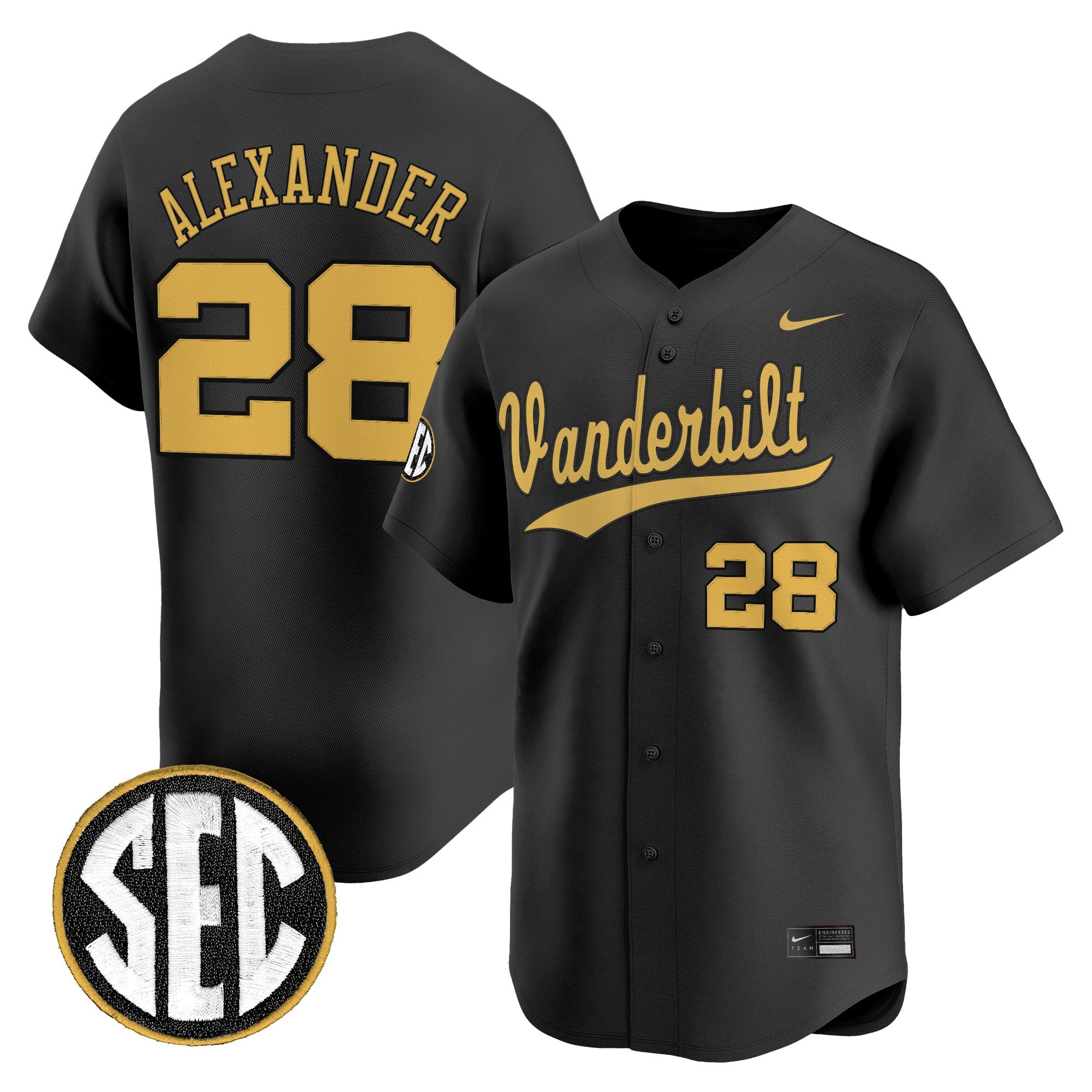 Men's Vanderbilt Commodores 2025 Vapor Baseball Jersey - All Stitched