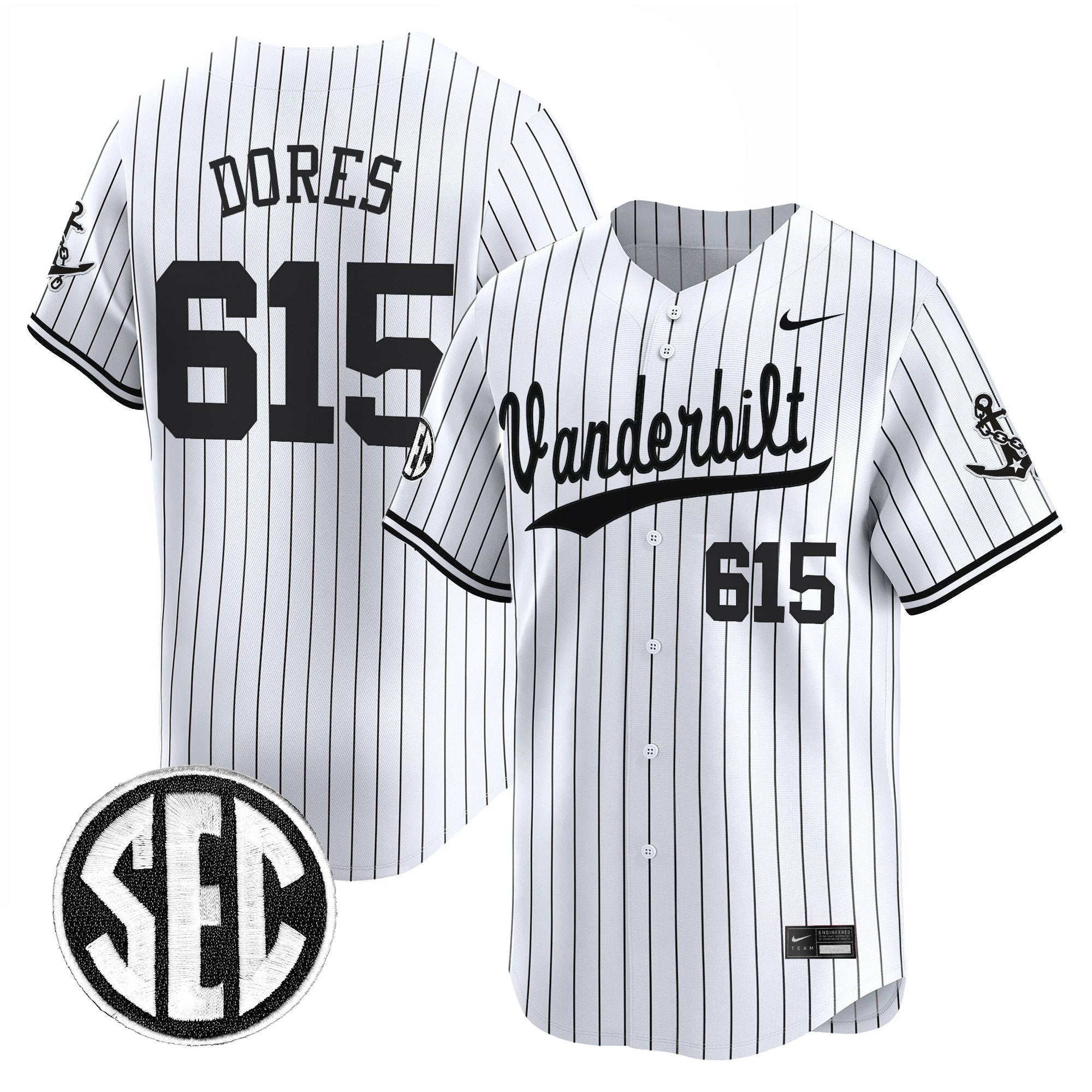 Men's Vanderbilt Commodores 2025 Vapor Baseball Jersey - All Stitched