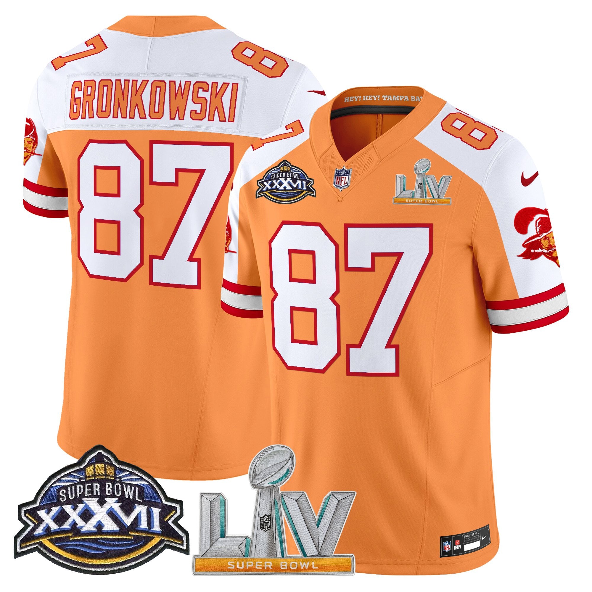 Men's Tampa Bay Buccaneers Super Bowl XXXVII & Super Bowl LV Patch Throwback Vapor Limited Jersey - All Stitched