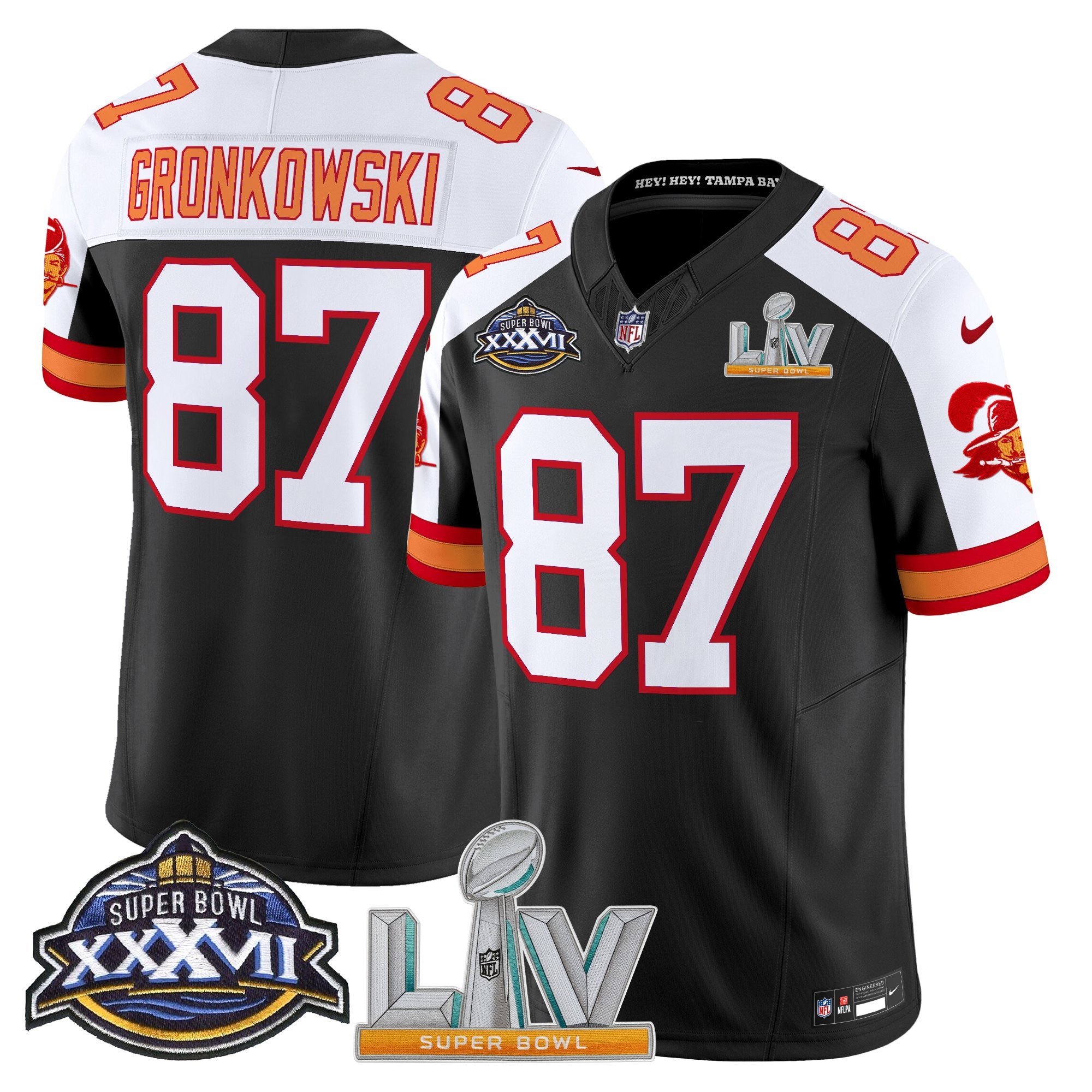 Men's Tampa Bay Buccaneers Super Bowl XXXVII & Super Bowl LV Patch Throwback Vapor Limited Jersey - All Stitched