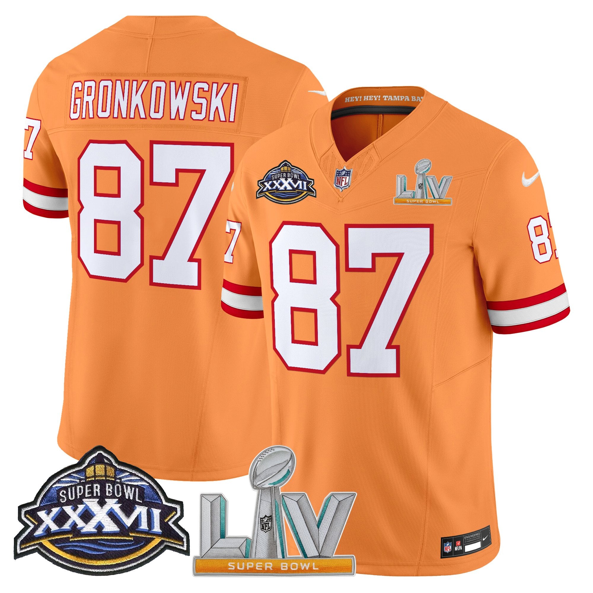Men's Tampa Bay Buccaneers Super Bowl XXXVII & Super Bowl LV Patch Throwback Vapor Limited Jersey - All Stitched