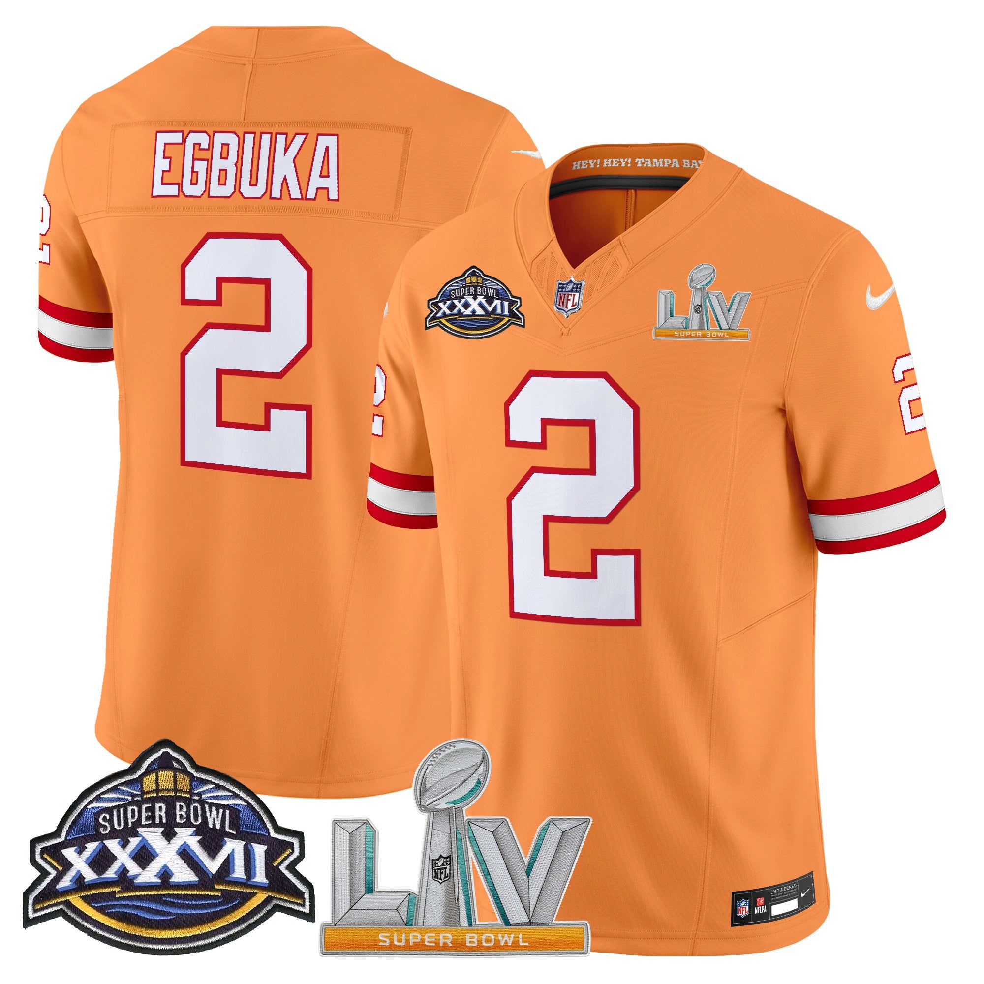 Men's Tampa Bay Buccaneers Super Bowl XXXVII & Super Bowl LV Patch Throwback Vapor Limited Jersey - All Stitched
