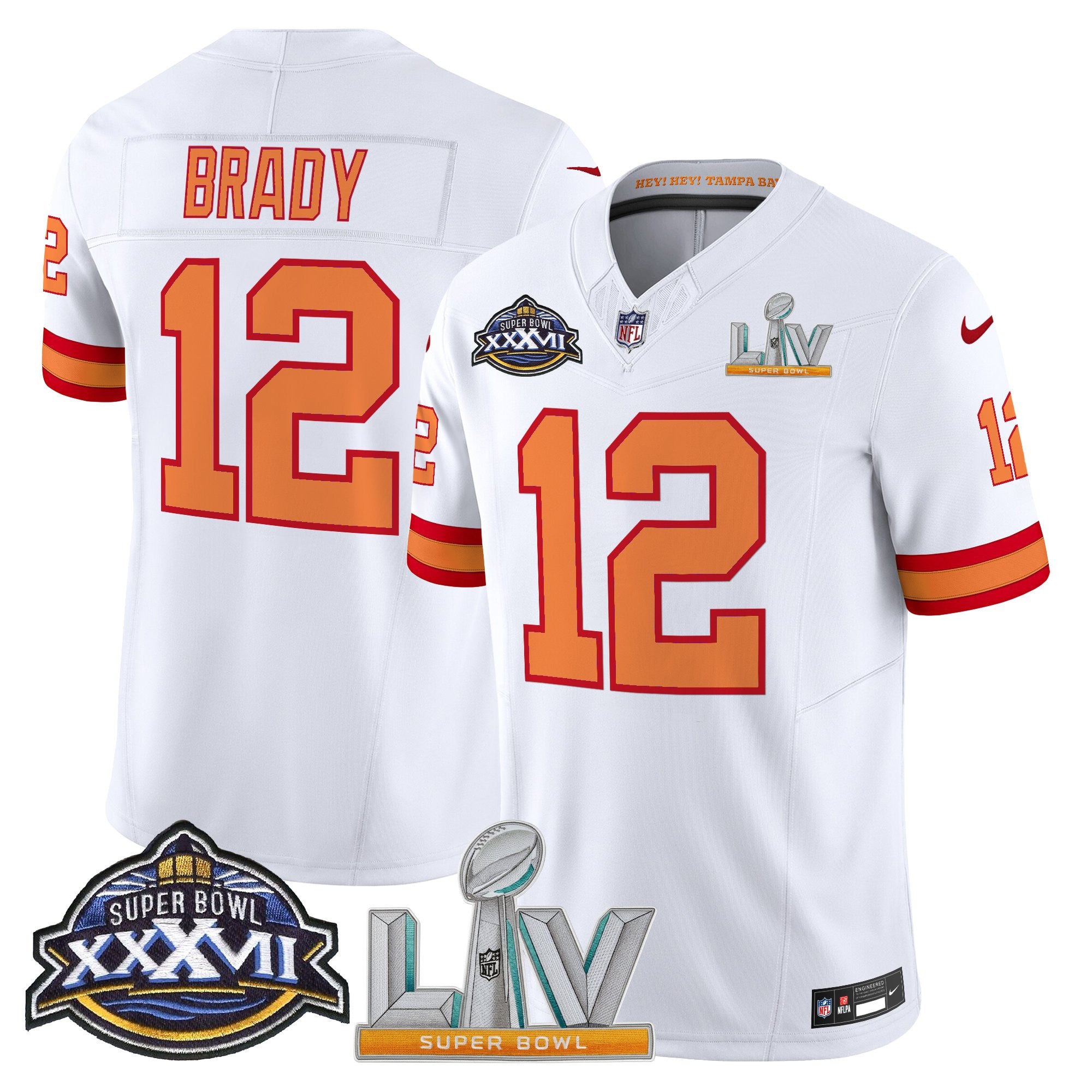 Men's Tampa Bay Buccaneers Super Bowl XXXVII & Super Bowl LV Patch Throwback Vapor Limited Jersey - All Stitched
