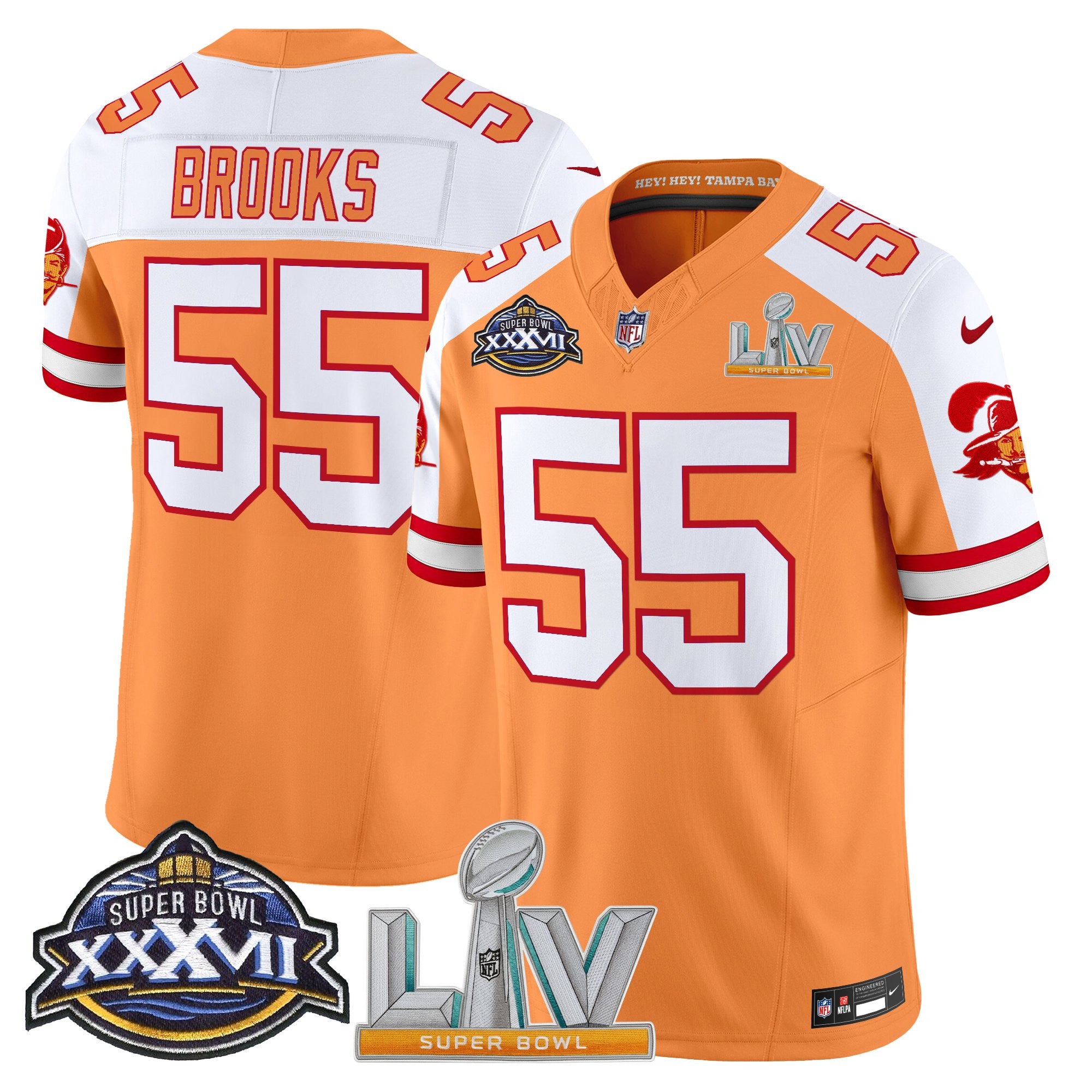 Men's Tampa Bay Buccaneers Super Bowl XXXVII & Super Bowl LV Patch Throwback Vapor Limited Jersey - All Stitched