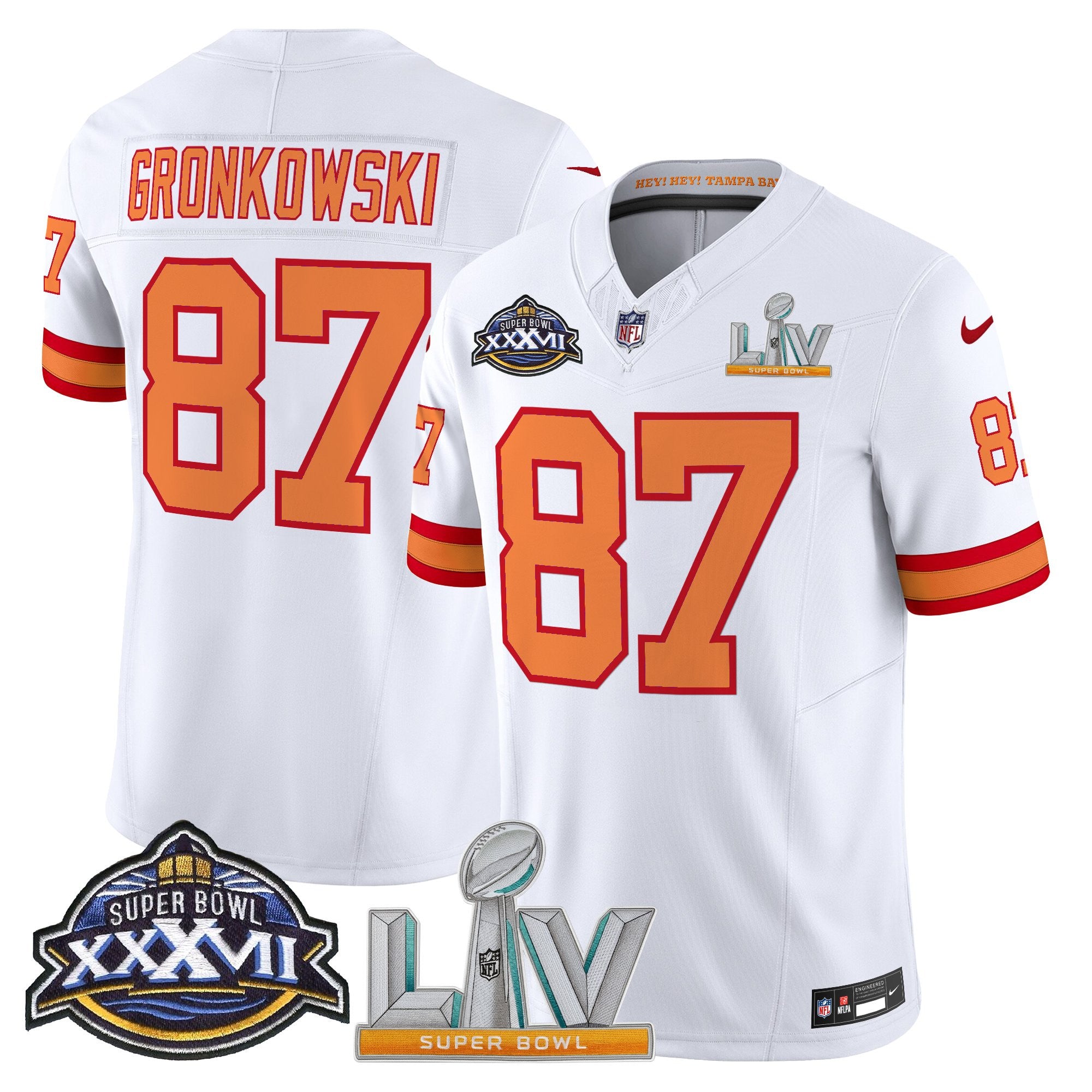 Men's Tampa Bay Buccaneers Super Bowl XXXVII & Super Bowl LV Patch Throwback Vapor Limited Jersey - All Stitched