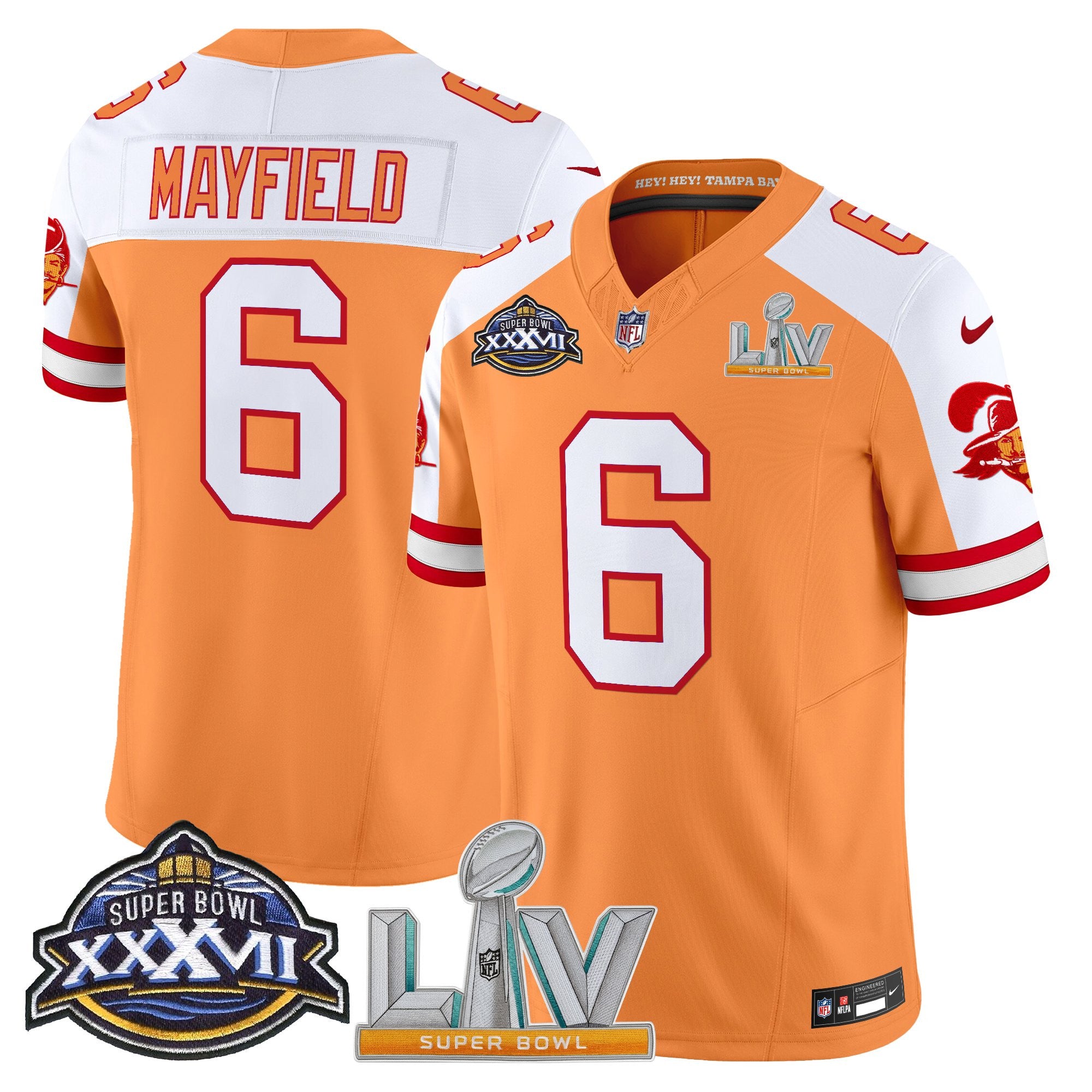 Men's Tampa Bay Buccaneers Super Bowl XXXVII & Super Bowl LV Patch Throwback Vapor Limited Jersey - All Stitched