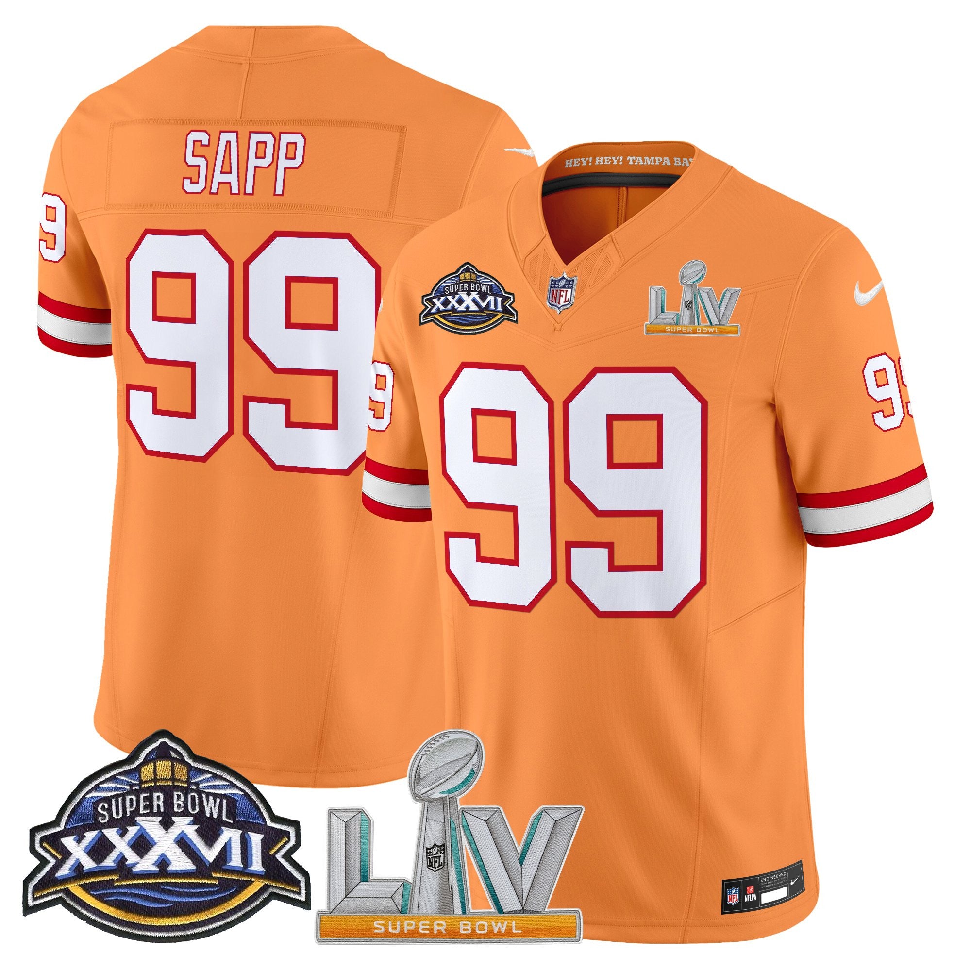 Men's Tampa Bay Buccaneers Super Bowl XXXVII & Super Bowl LV Patch Throwback Vapor Limited Jersey - All Stitched