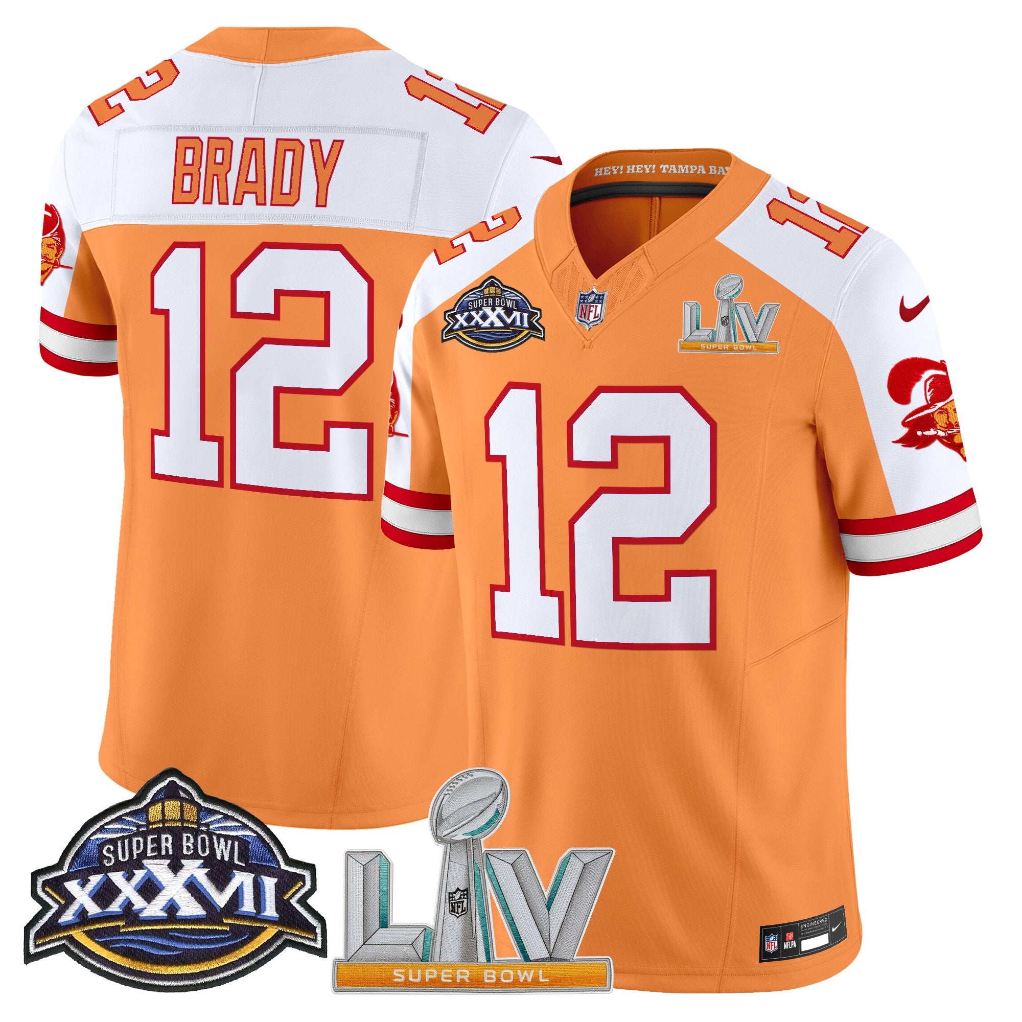 Men's Tampa Bay Buccaneers Super Bowl XXXVII & Super Bowl LV Patch Throwback Vapor Limited Jersey - All Stitched