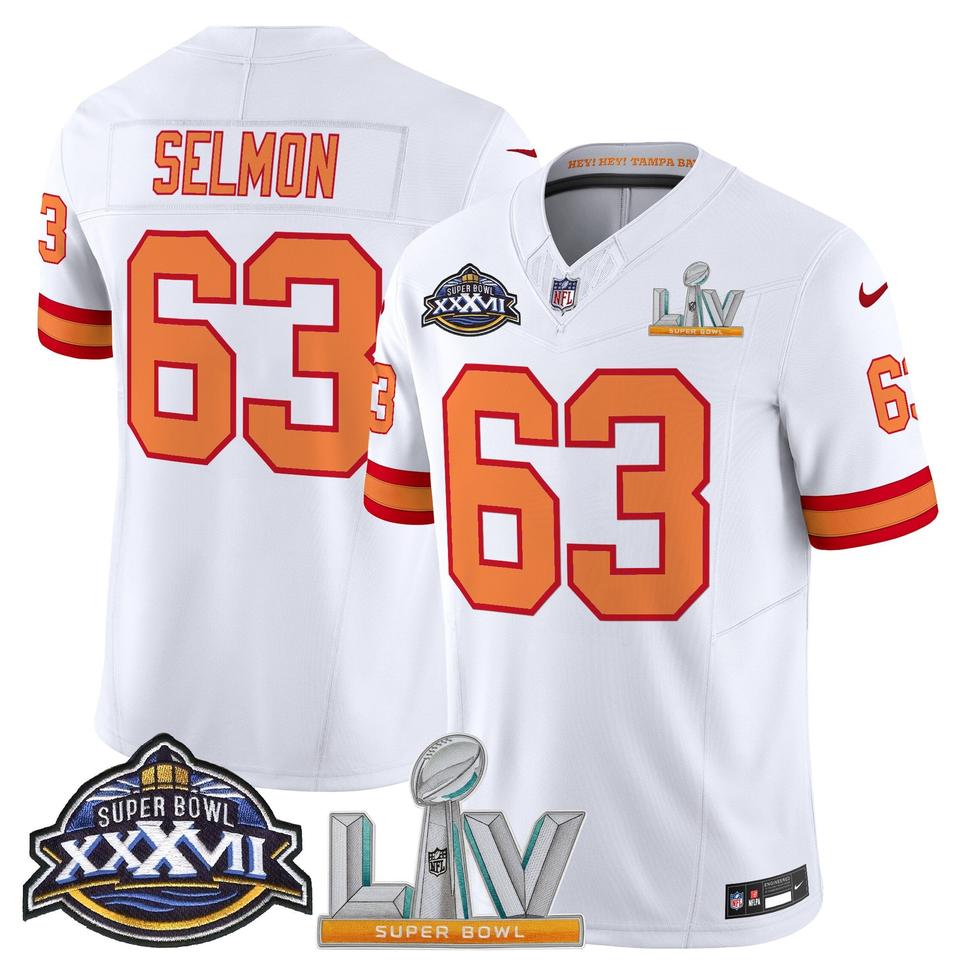 Men's Tampa Bay Buccaneers Super Bowl XXXVII & Super Bowl LV Patch Throwback Vapor Limited Jersey - All Stitched