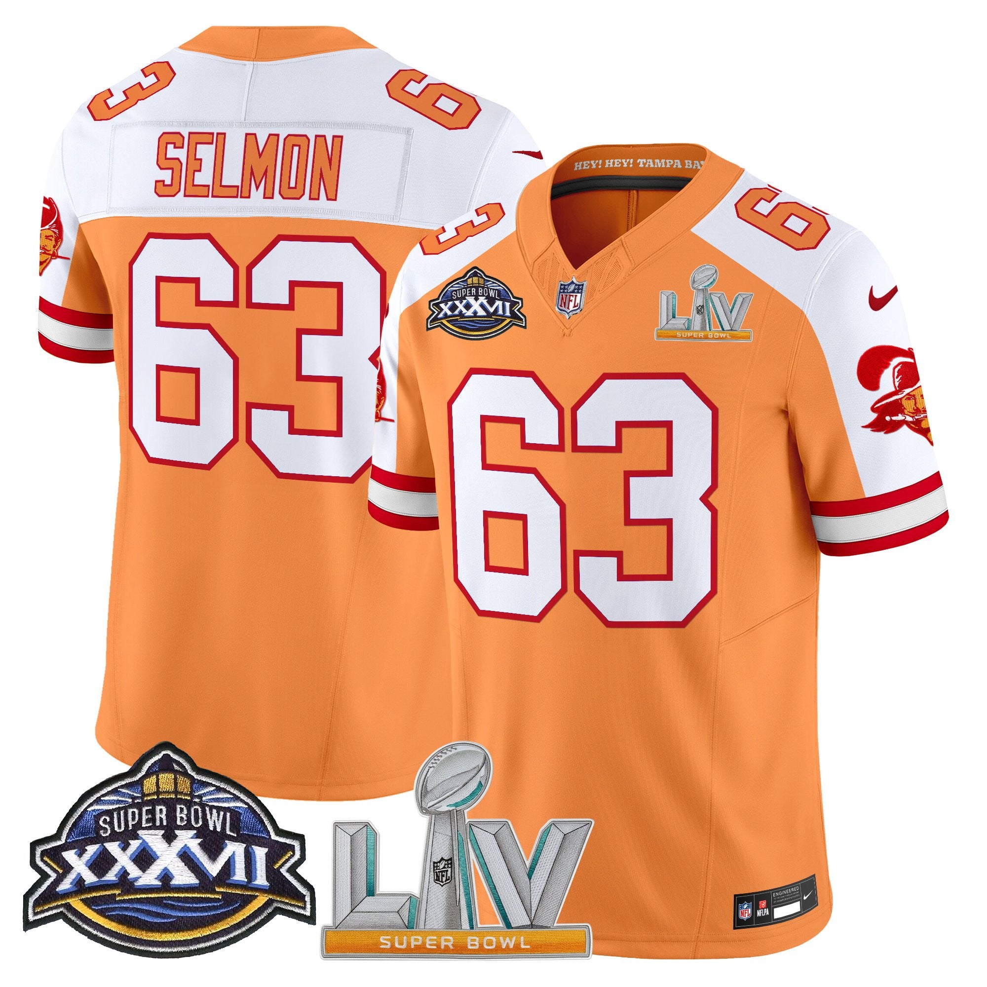 Men's Tampa Bay Buccaneers Super Bowl XXXVII & Super Bowl LV Patch Throwback Vapor Limited Jersey - All Stitched
