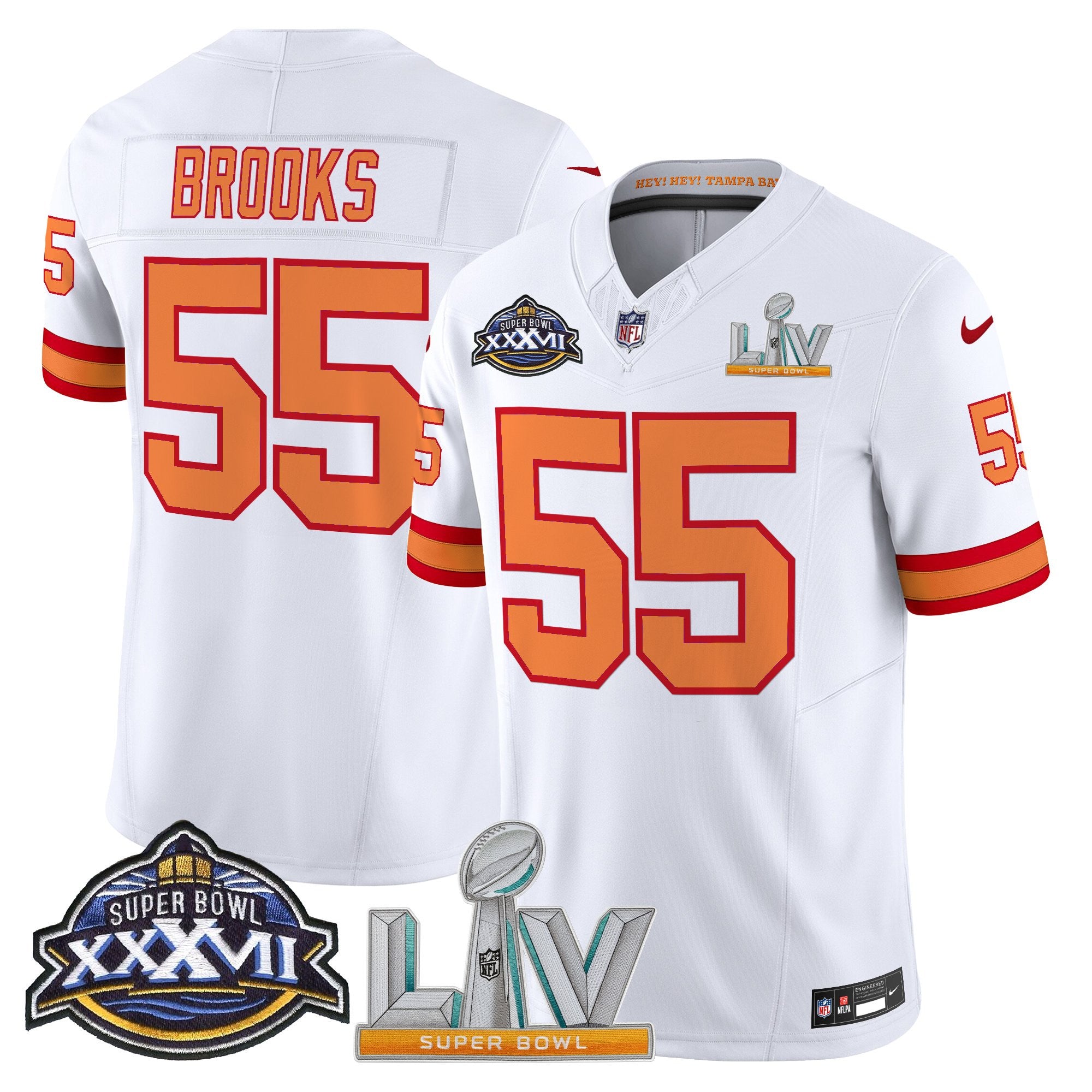 Men's Tampa Bay Buccaneers Super Bowl XXXVII & Super Bowl LV Patch Throwback Vapor Limited Jersey - All Stitched