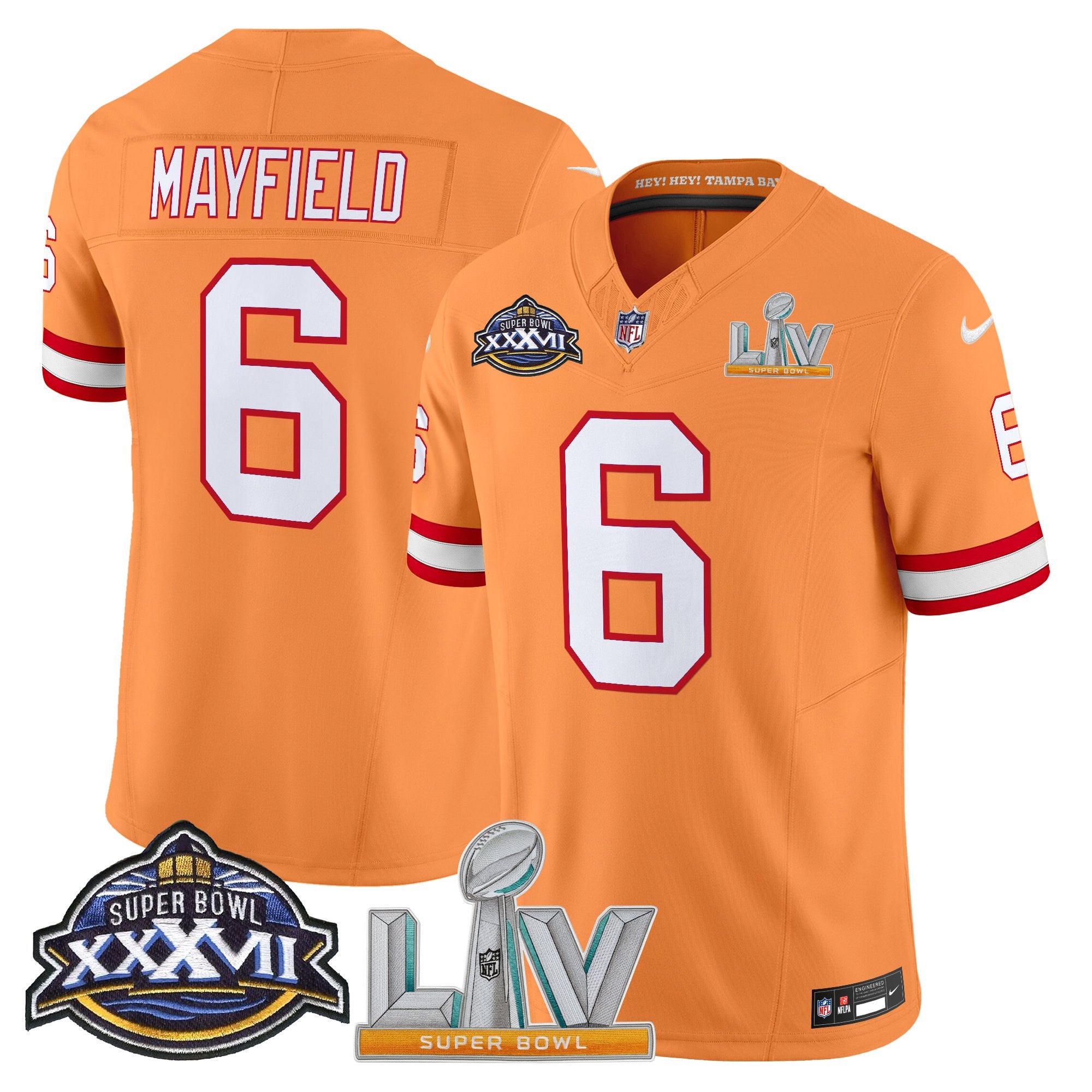 Men's Tampa Bay Buccaneers Super Bowl XXXVII & Super Bowl LV Patch Throwback Vapor Limited Jersey - All Stitched