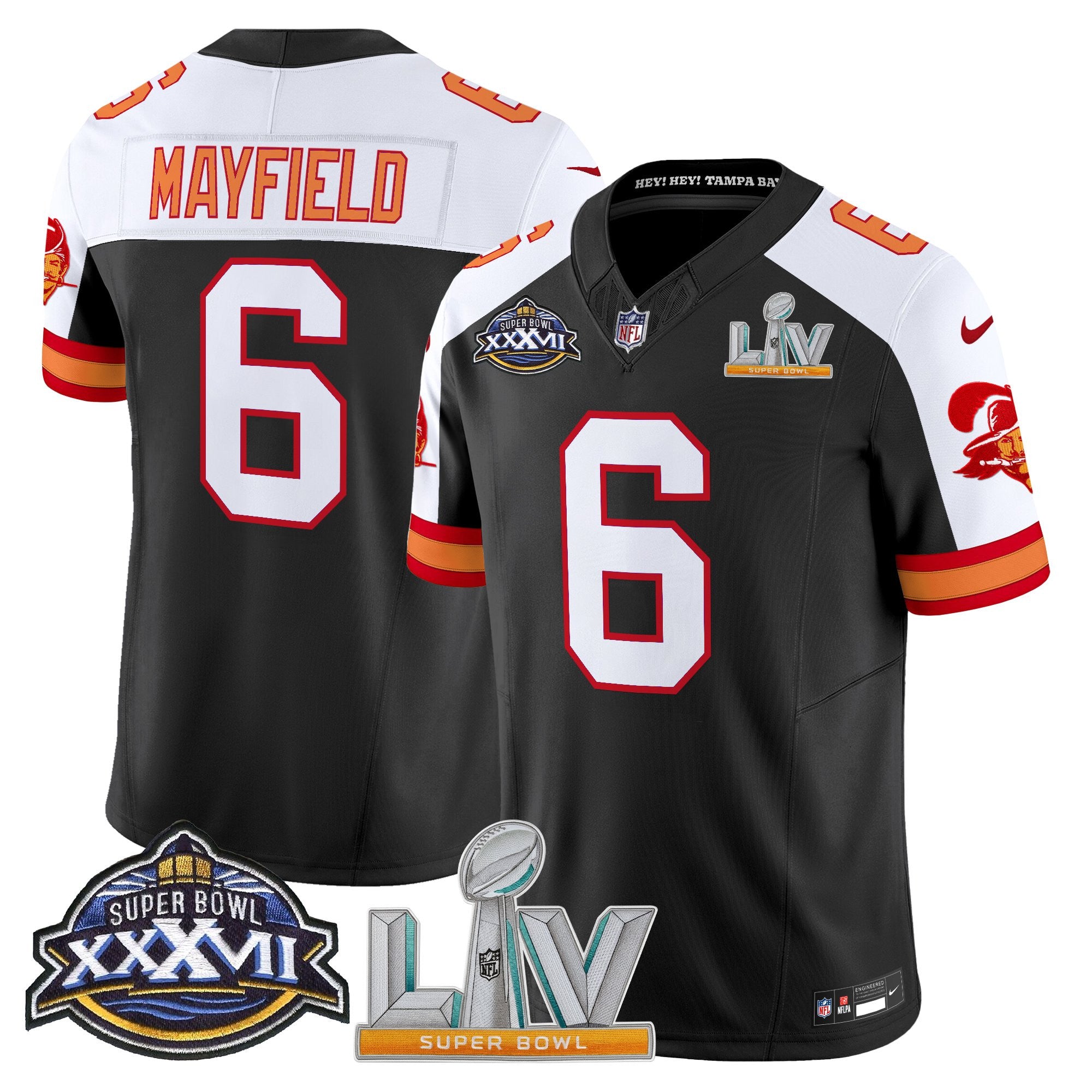 Men's Tampa Bay Buccaneers Super Bowl XXXVII & Super Bowl LV Patch Throwback Vapor Limited Jersey - All Stitched