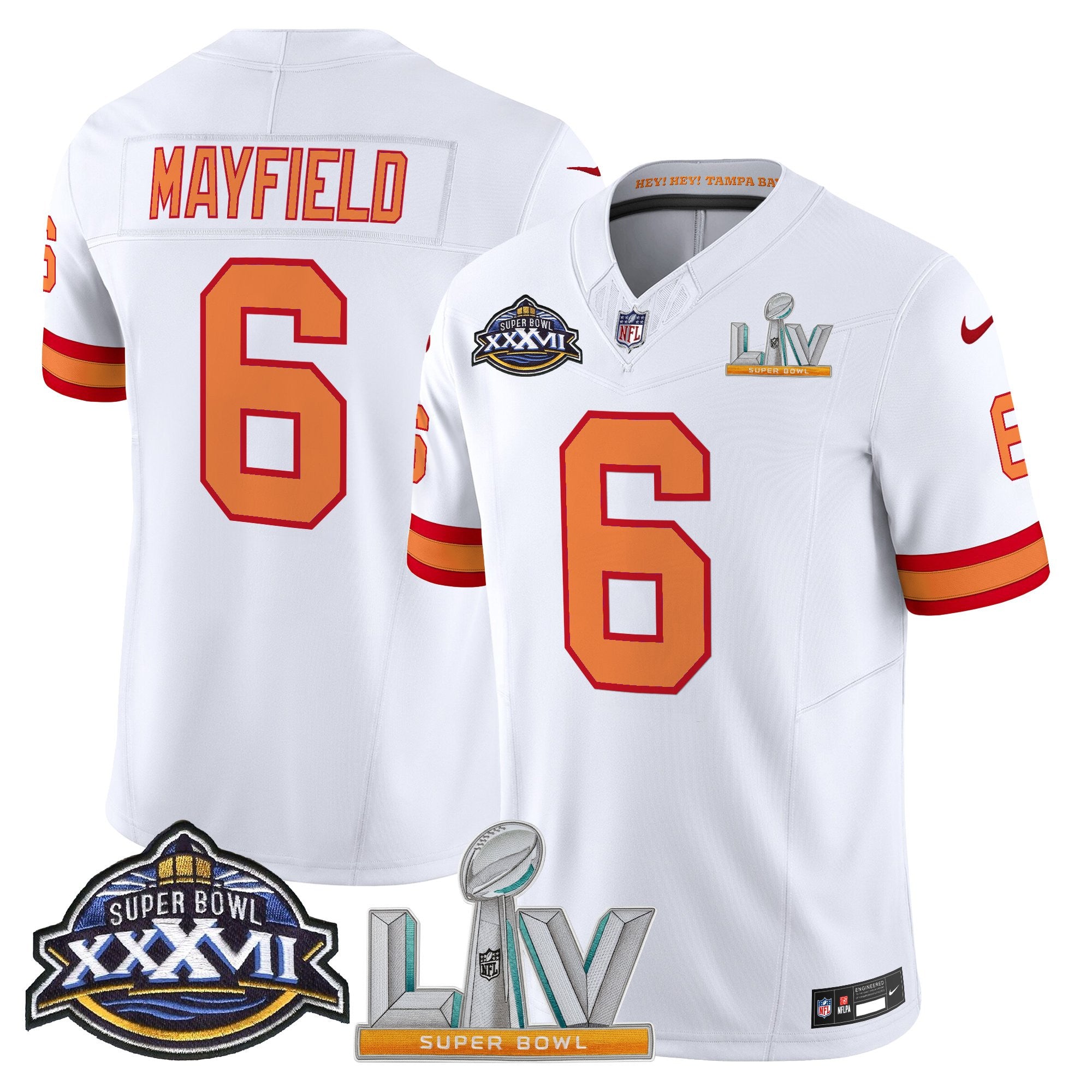 Men's Tampa Bay Buccaneers Super Bowl XXXVII & Super Bowl LV Patch Throwback Vapor Limited Jersey - All Stitched