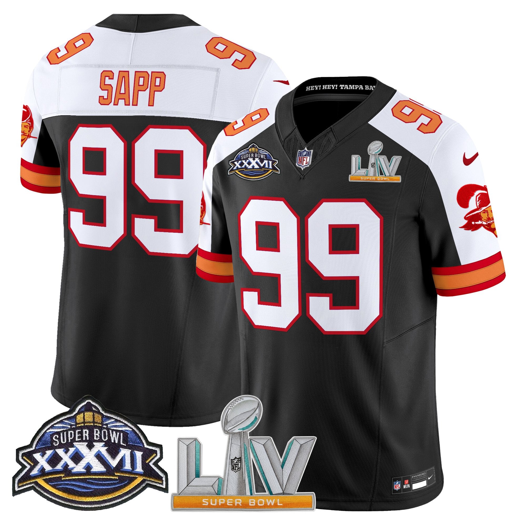 Men's Tampa Bay Buccaneers Super Bowl XXXVII & Super Bowl LV Patch Throwback Vapor Limited Jersey - All Stitched