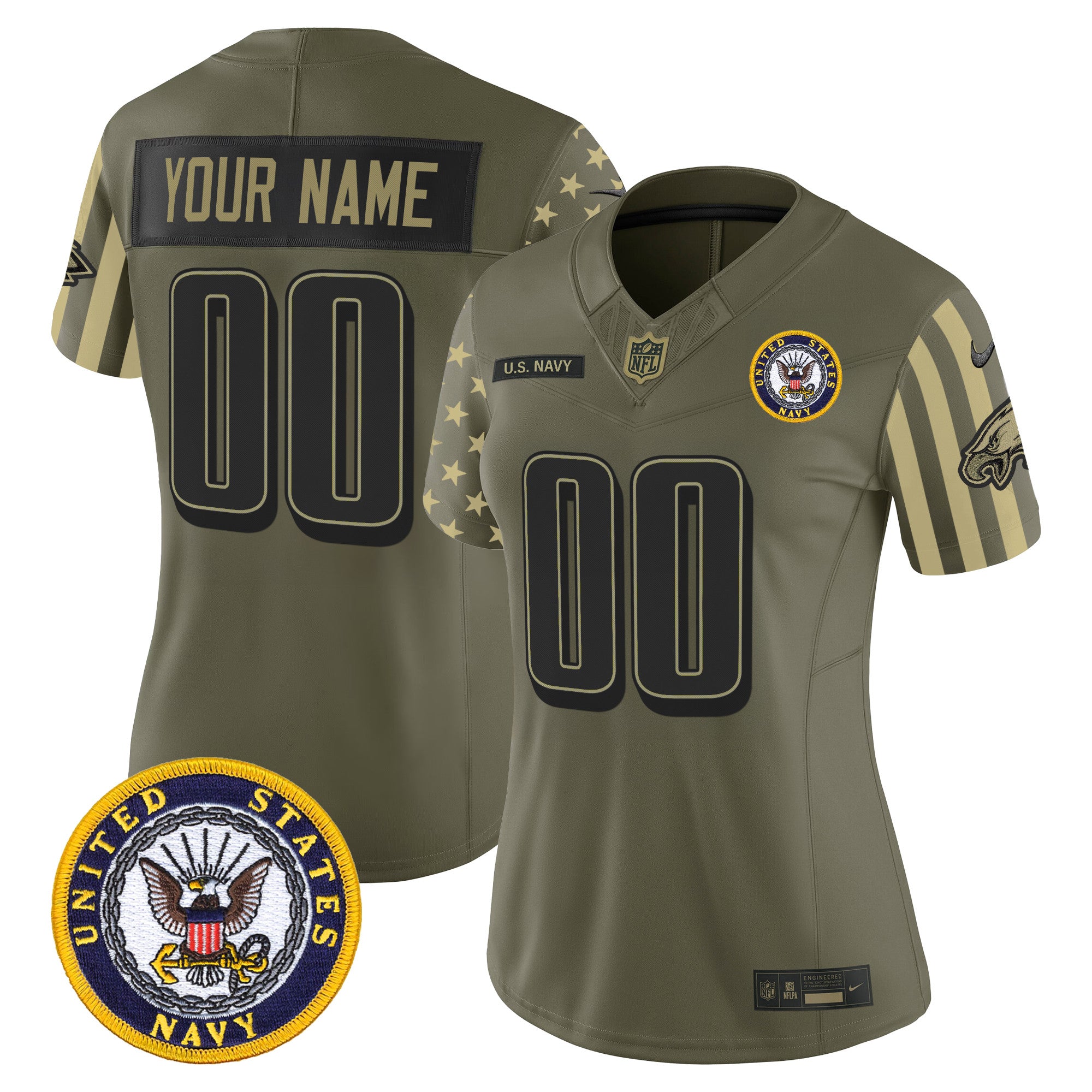 Philadelphia Eagles x U.S. Military Veteran Vapor Limited Custom Jersey - All Stitched