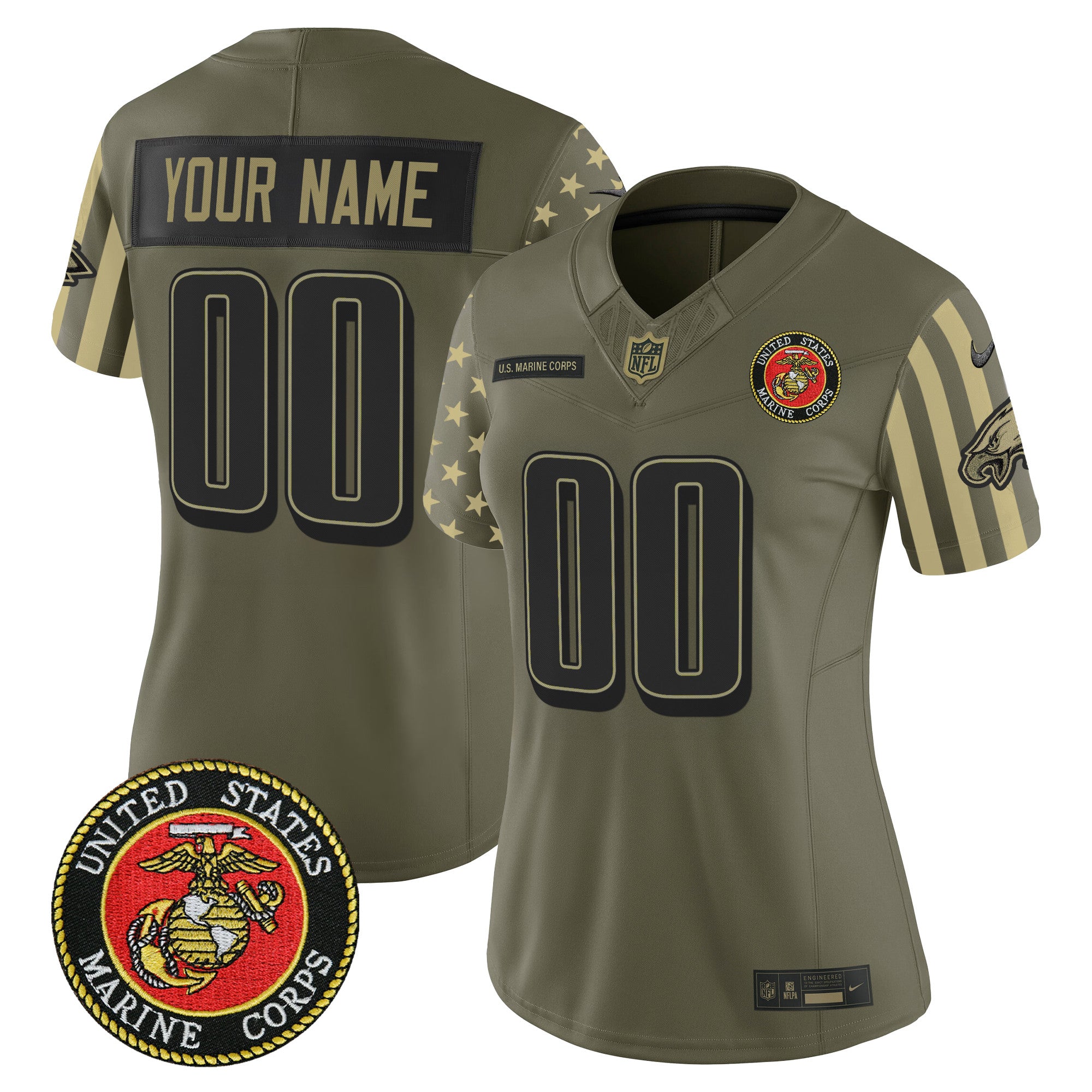 Philadelphia Eagles x U.S. Military Veteran Vapor Limited Custom Jersey - All Stitched