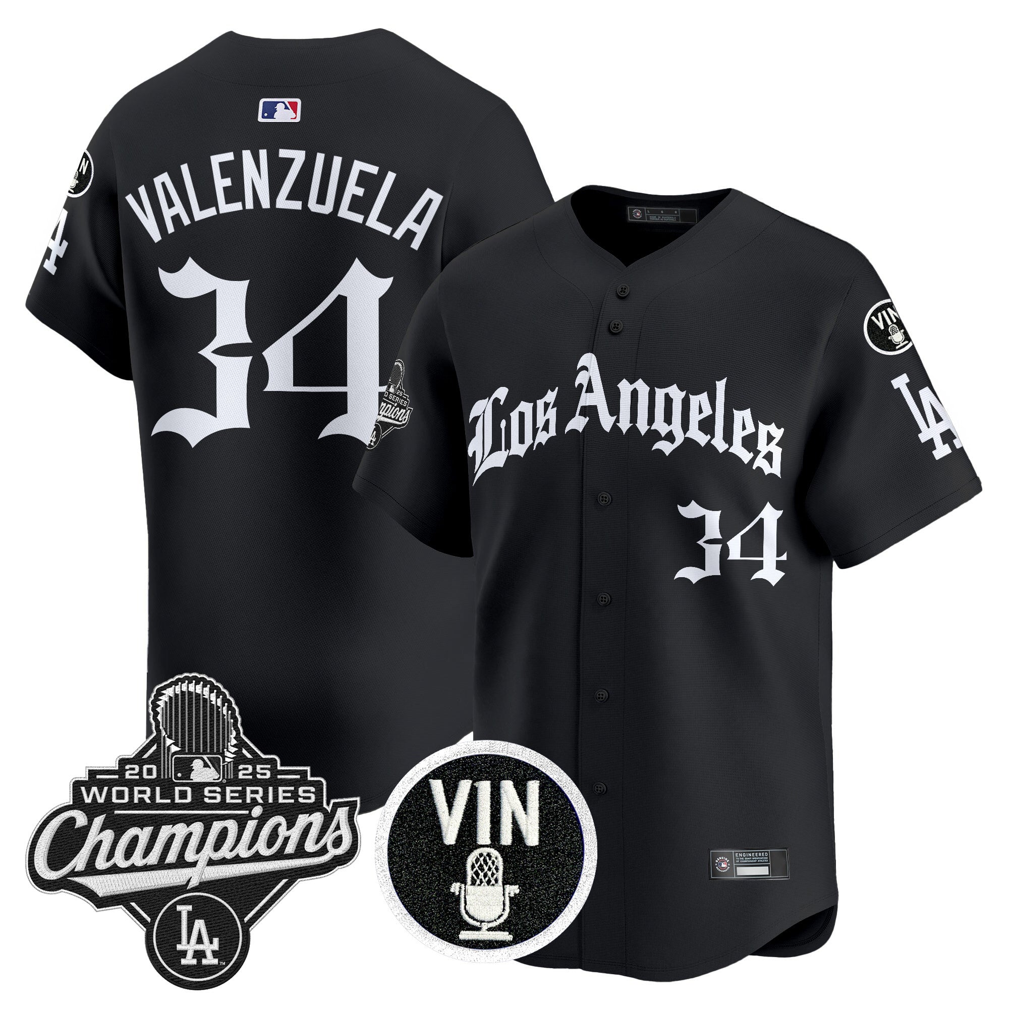 Men's Dodgers 2025 World Series Champions Vapor Premier Limited Jersey - LA Gothic Edition - All Stitched