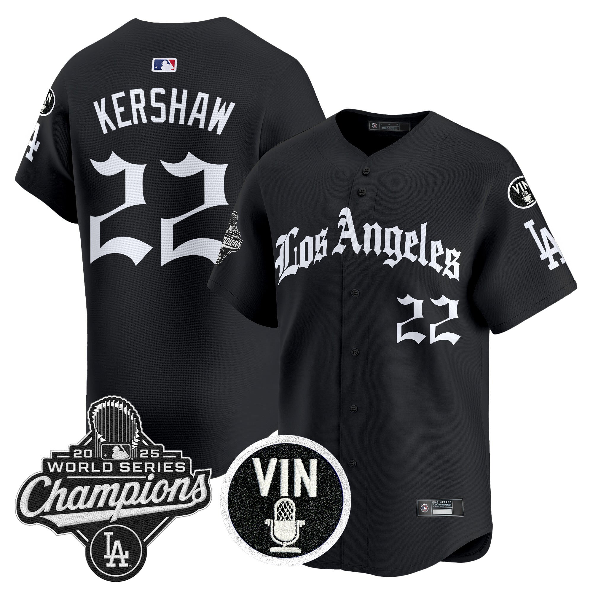 Men's Dodgers 2025 World Series Champions Vapor Premier Limited Jersey - LA Gothic Edition - All Stitched